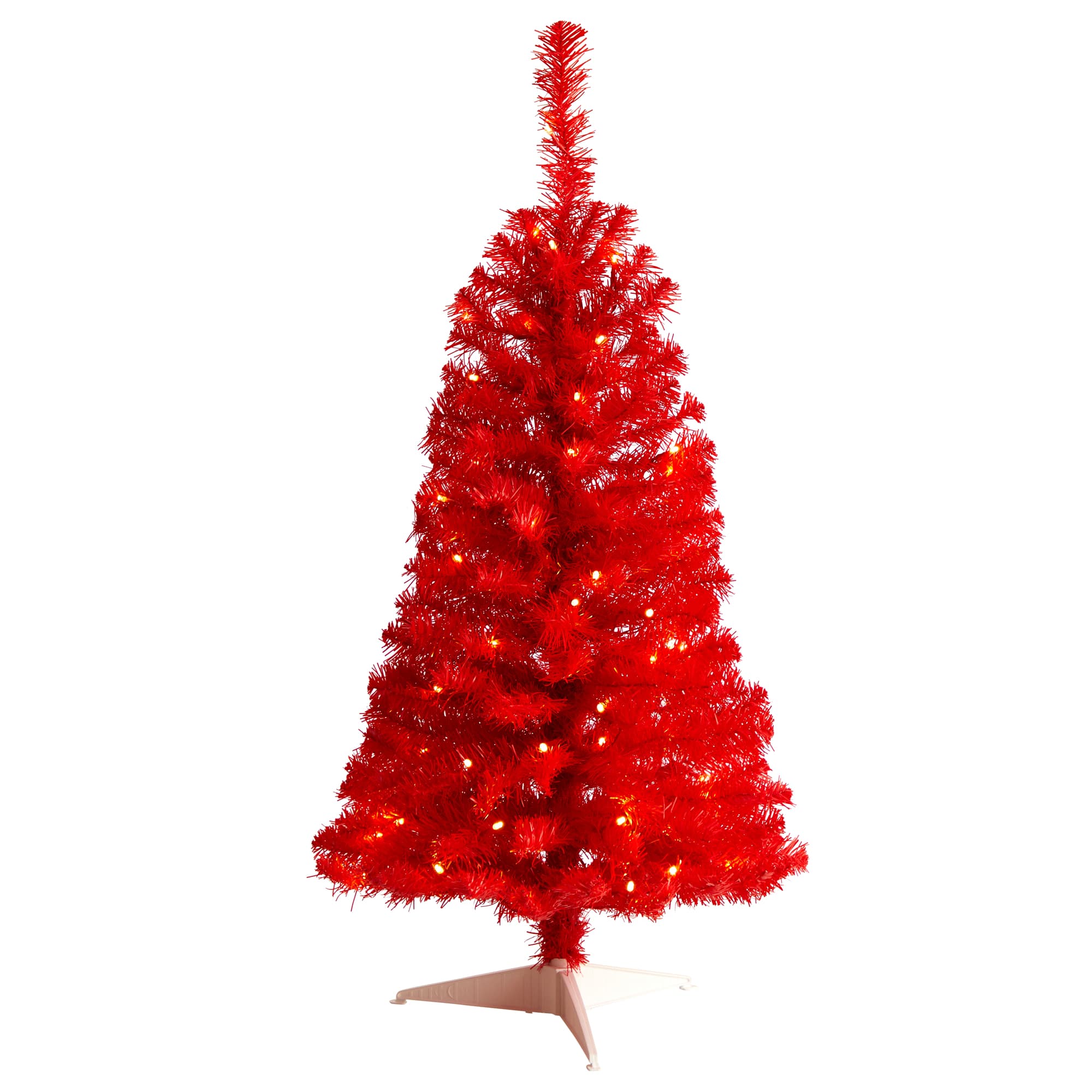 3ft. Pre-Lit Red Artificial Christmas Tree, Warm White LED Lights