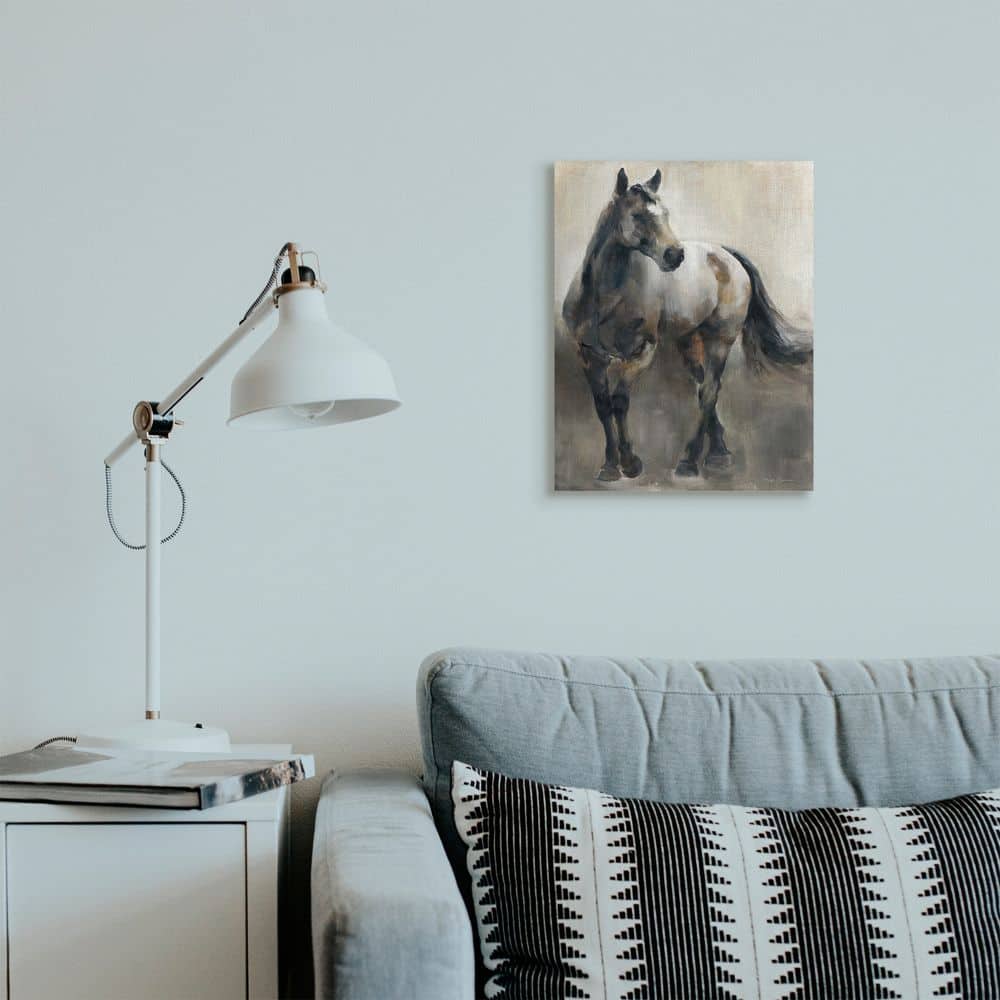 Stupell Industries Abstract Wild Horse Stance Brown Black Painting Canvas Wall Art