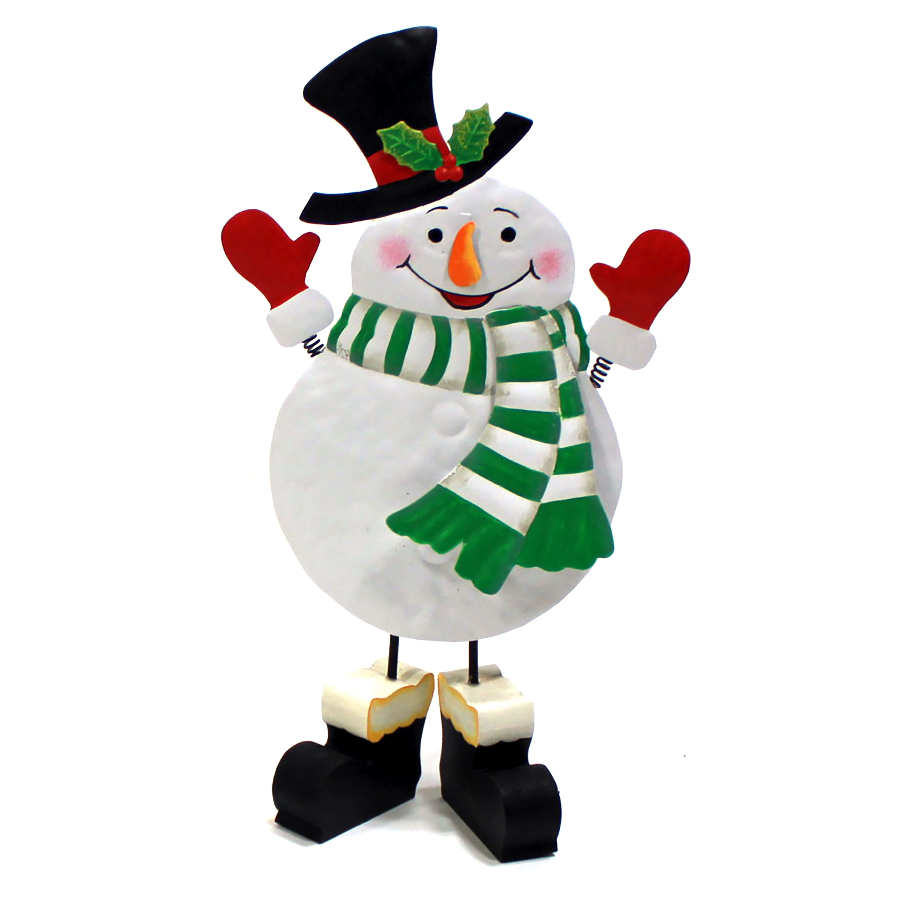 13" Metal Standing Snowman Figurine Décor