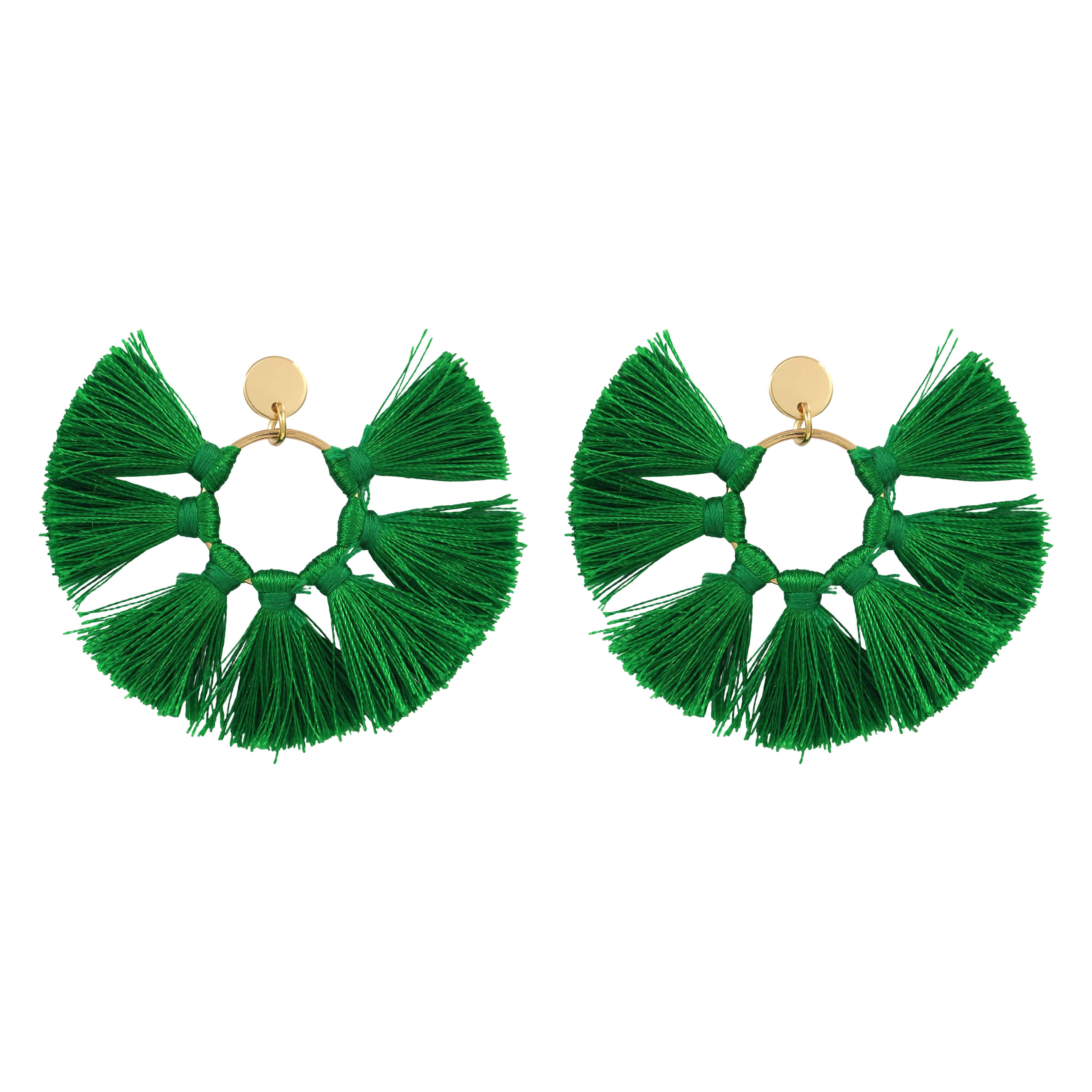 Summer Green Tassel Hoop Earrings by Make Market®
