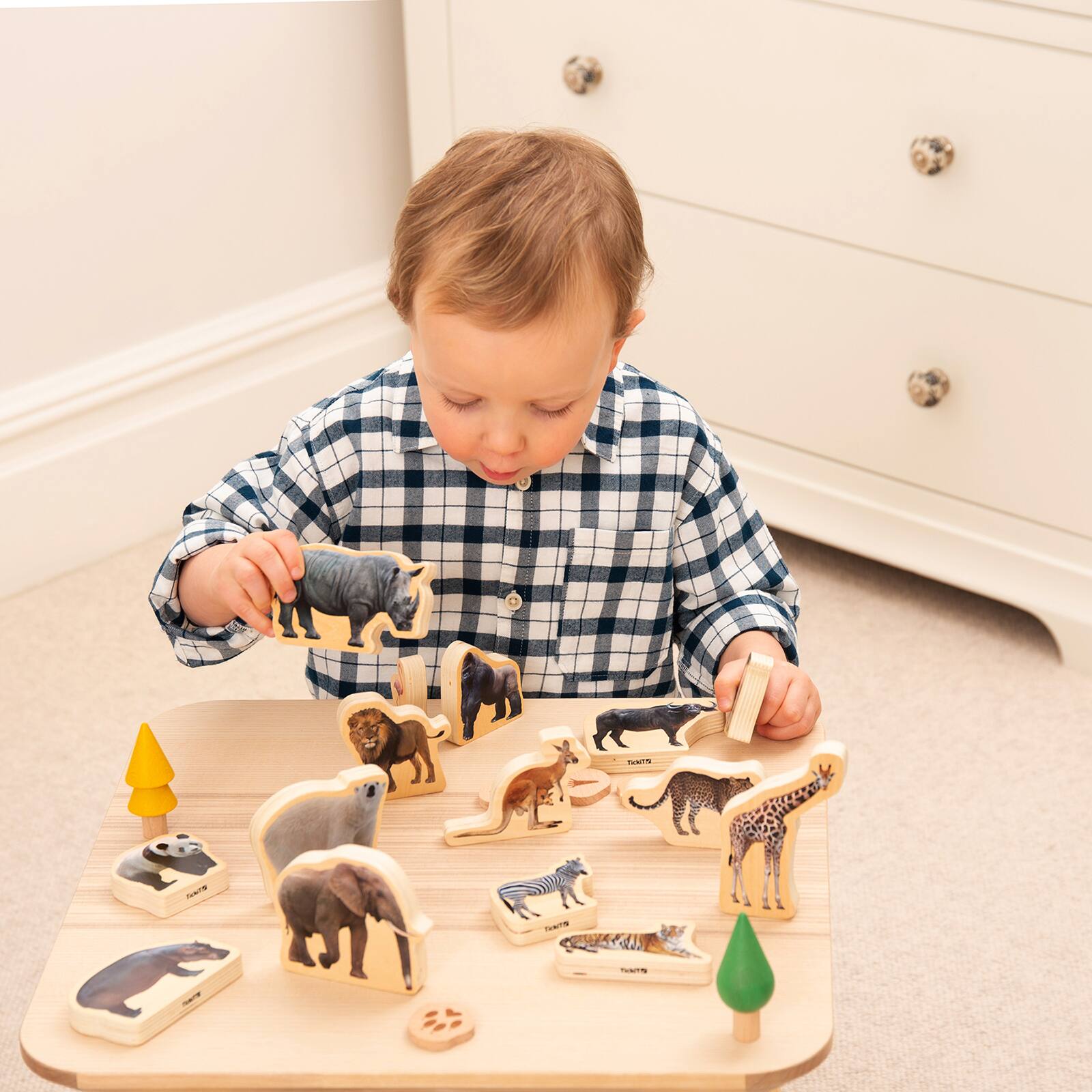TickiT® Wild Animal Wooden Blocks Set