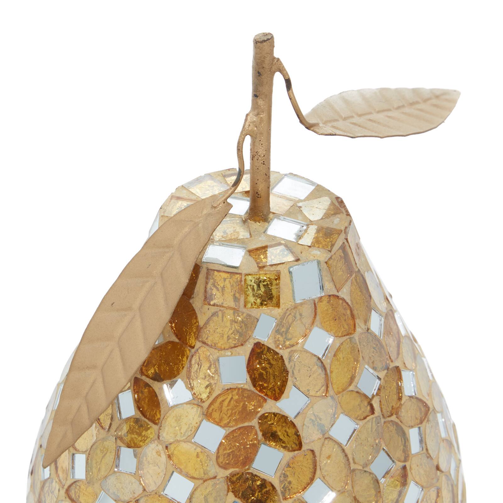 Gold Metal Glam Fruit Sculpture Set