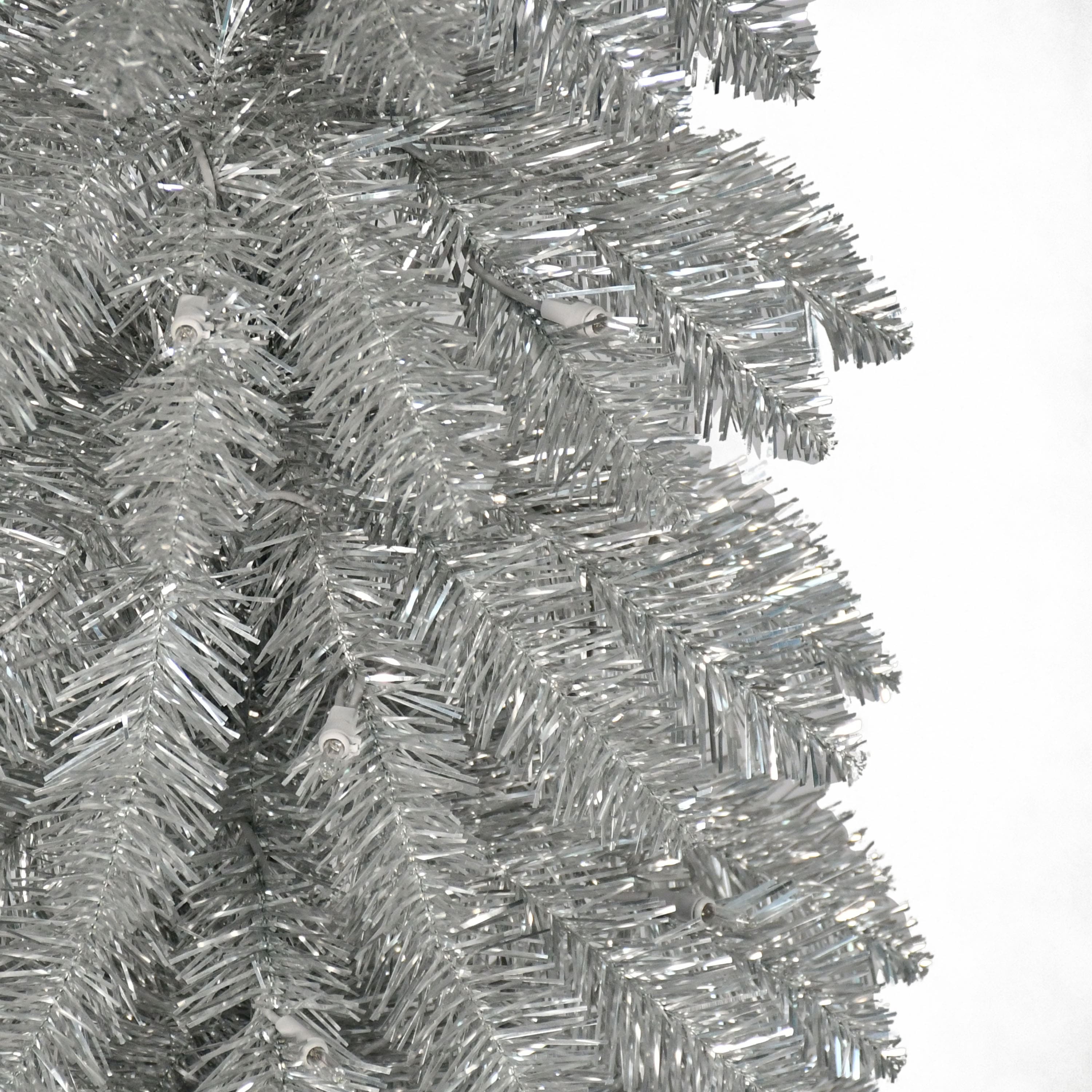 6ft. Pre-Lit Silver Alpine Pencil Artificial Christmas Tree, Clear Lights
