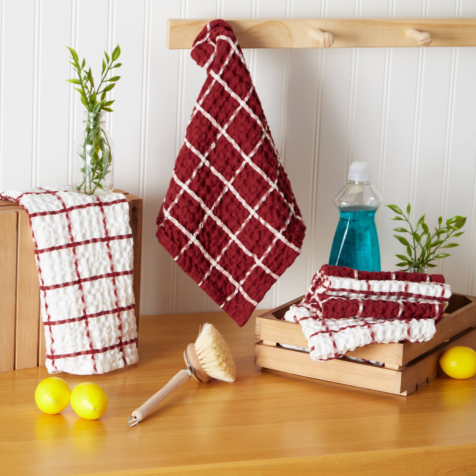 DII® Windowpane Oversized Washed Waffle Dishcloth Set