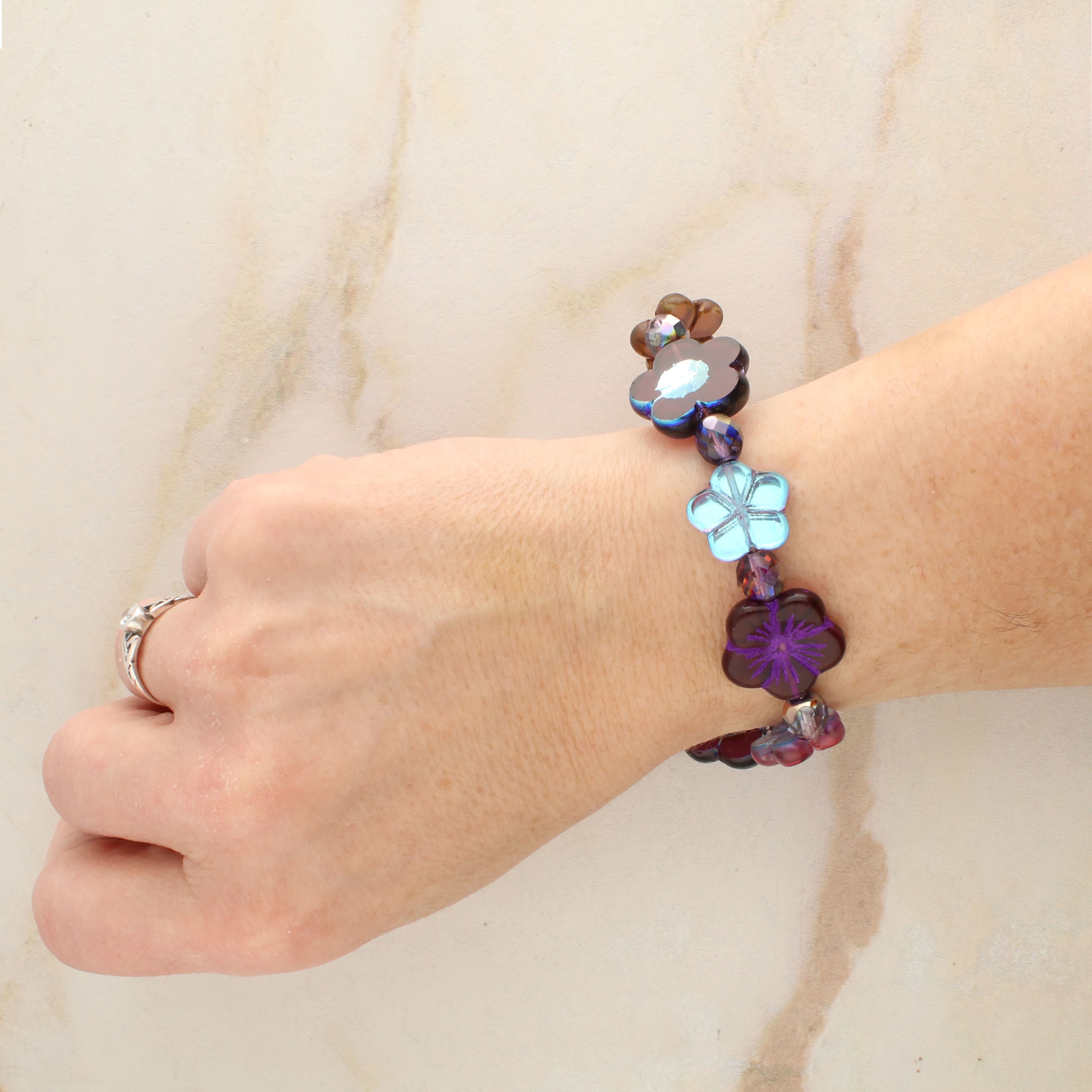 6 Pack: Berry Roses Czech Glass Flower Bead Mix by Bead Landing™