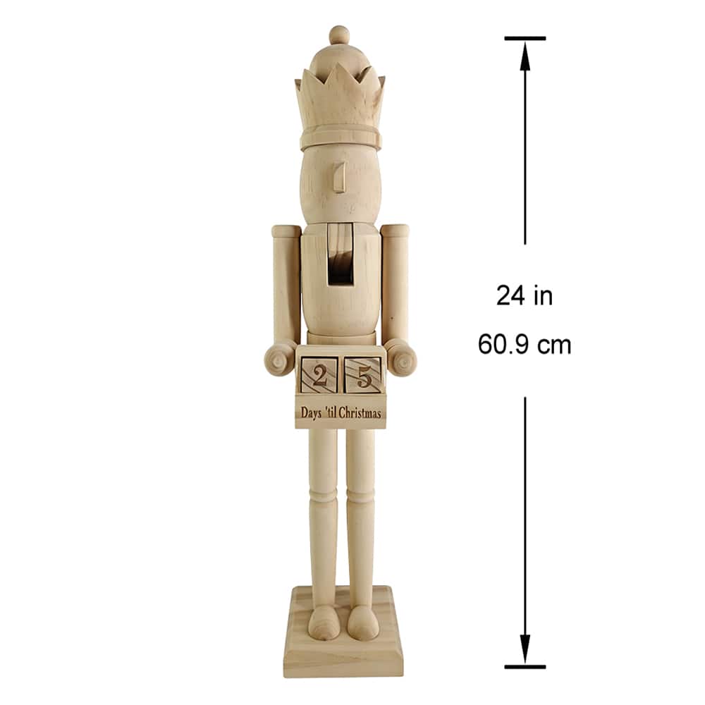 24" King DIY Pinewood Nutcracker with Countdown by Make Market®