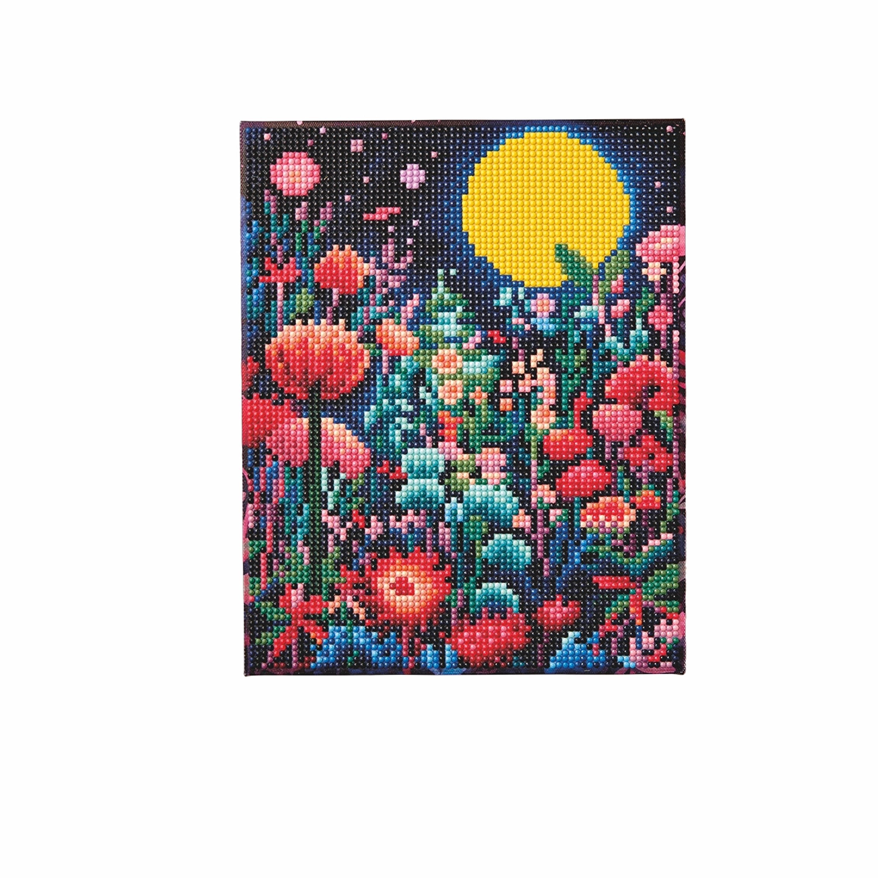 8" x 10" Moon & Flowers LED Stretched Canvas Diamond Art Kit by Make Market®