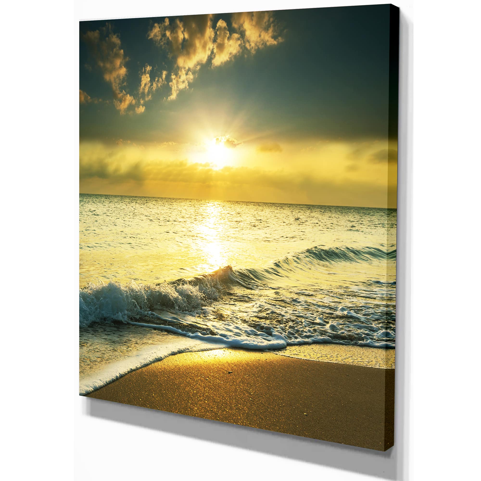 Designart - Yellow Sunlight over Crystal Waters - Seascape Canvas Art Print