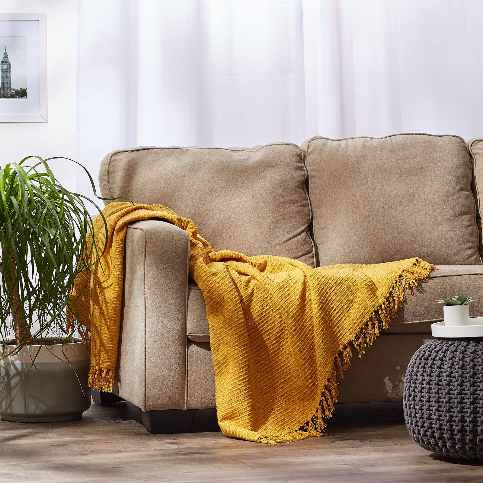 DII® Honey Gold Solid Ribbed Throw