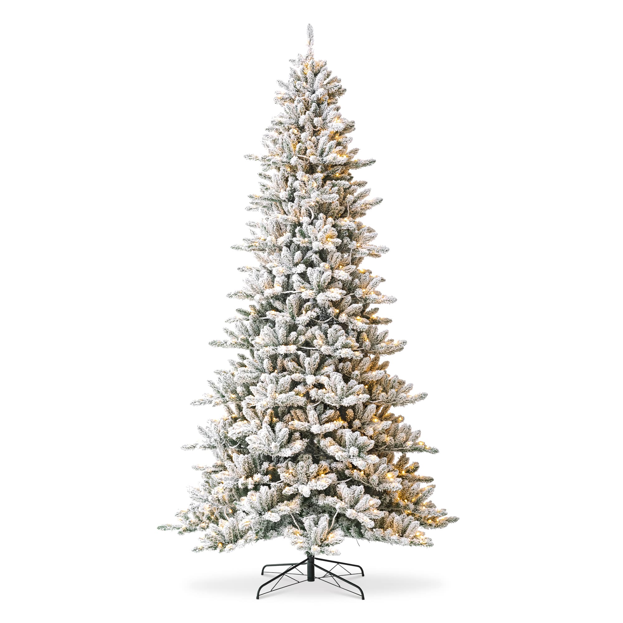 10ft. Pre-Lit Flocked Full Fir Artificial Christmas Tree, Warm White LED Lights