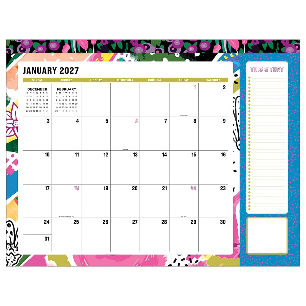 2027 Maximal Mirage Large Desk Pad Monthly Blotter Calendar