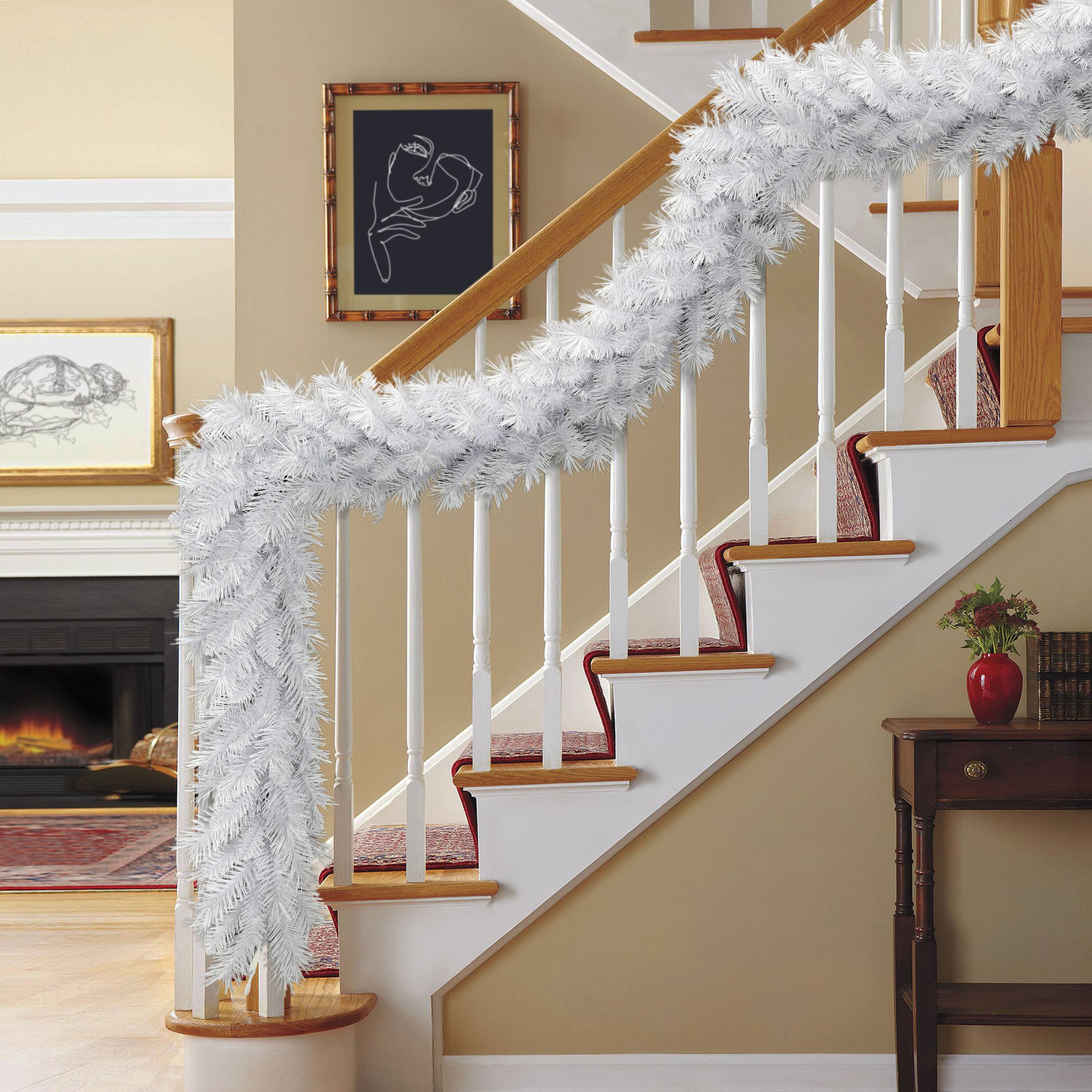 9ft. White Artificial Round Valley Pine Garland