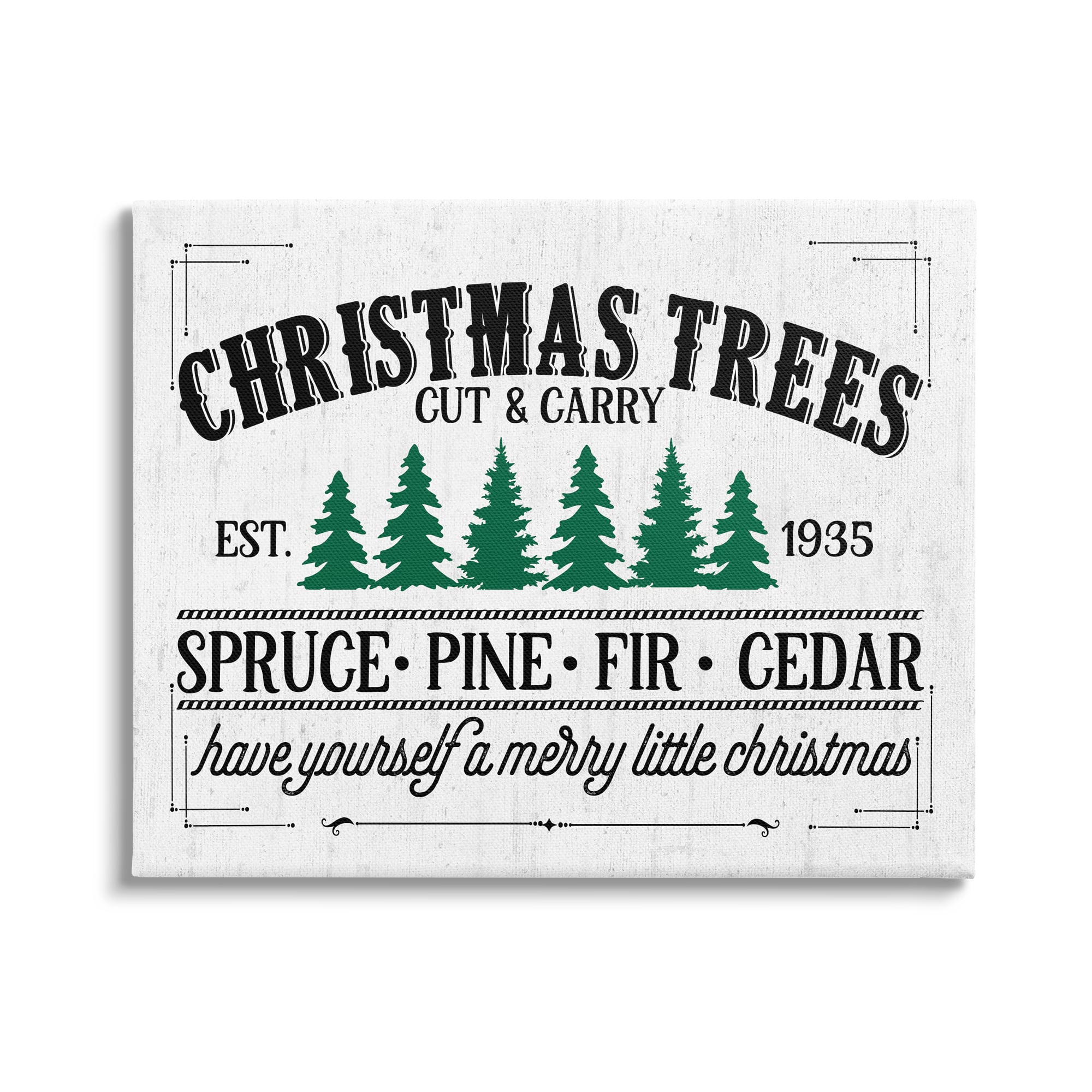 Stupell Industries Christmas Trees Vintage Sign Canvas Wall Art