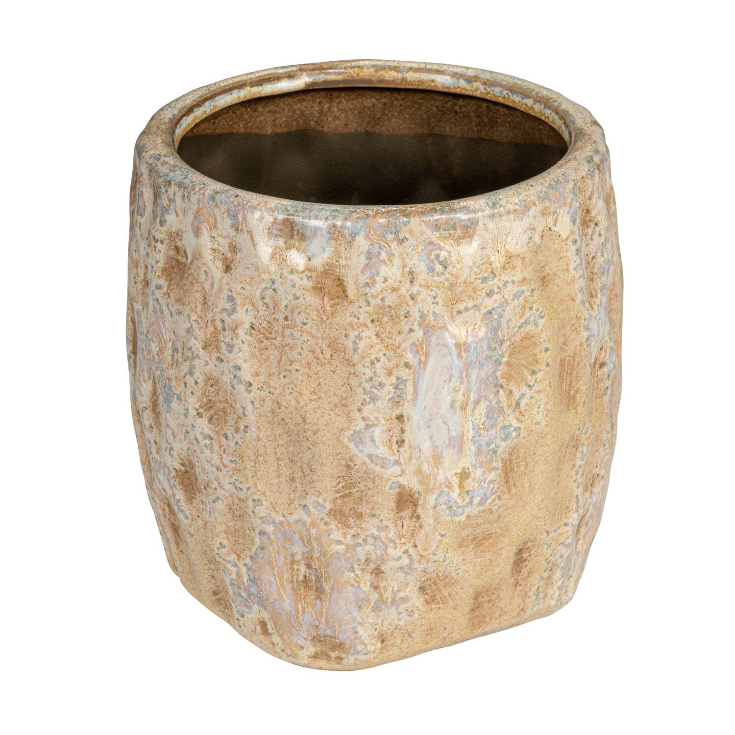Hello Honey® 5.5" Cream Reactive Glaze Terra Cotta Planter
