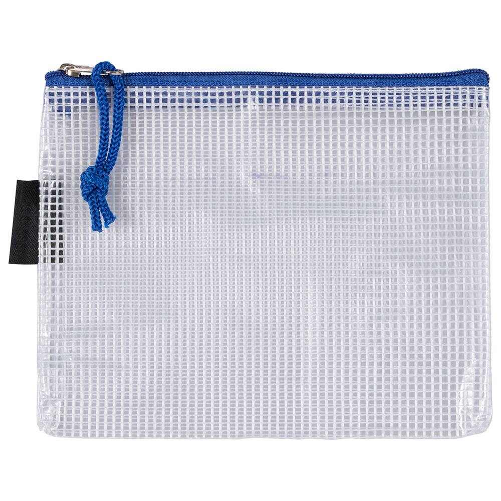 JAM Paper Blue Mesh Zipper Pouch Set