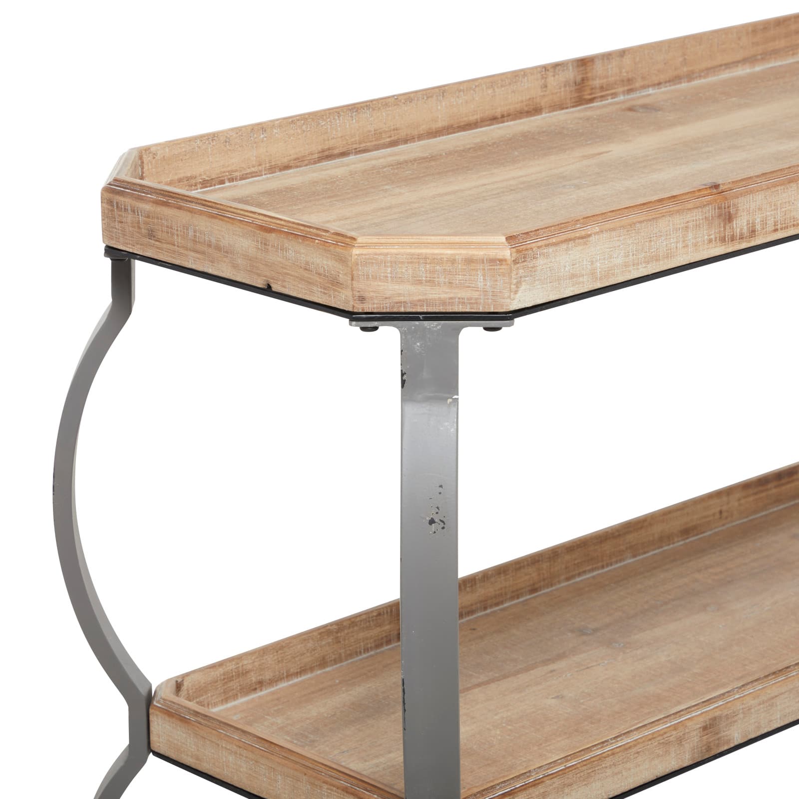 Brown Iron Rustic Console Table, 33" x 39" x 13"