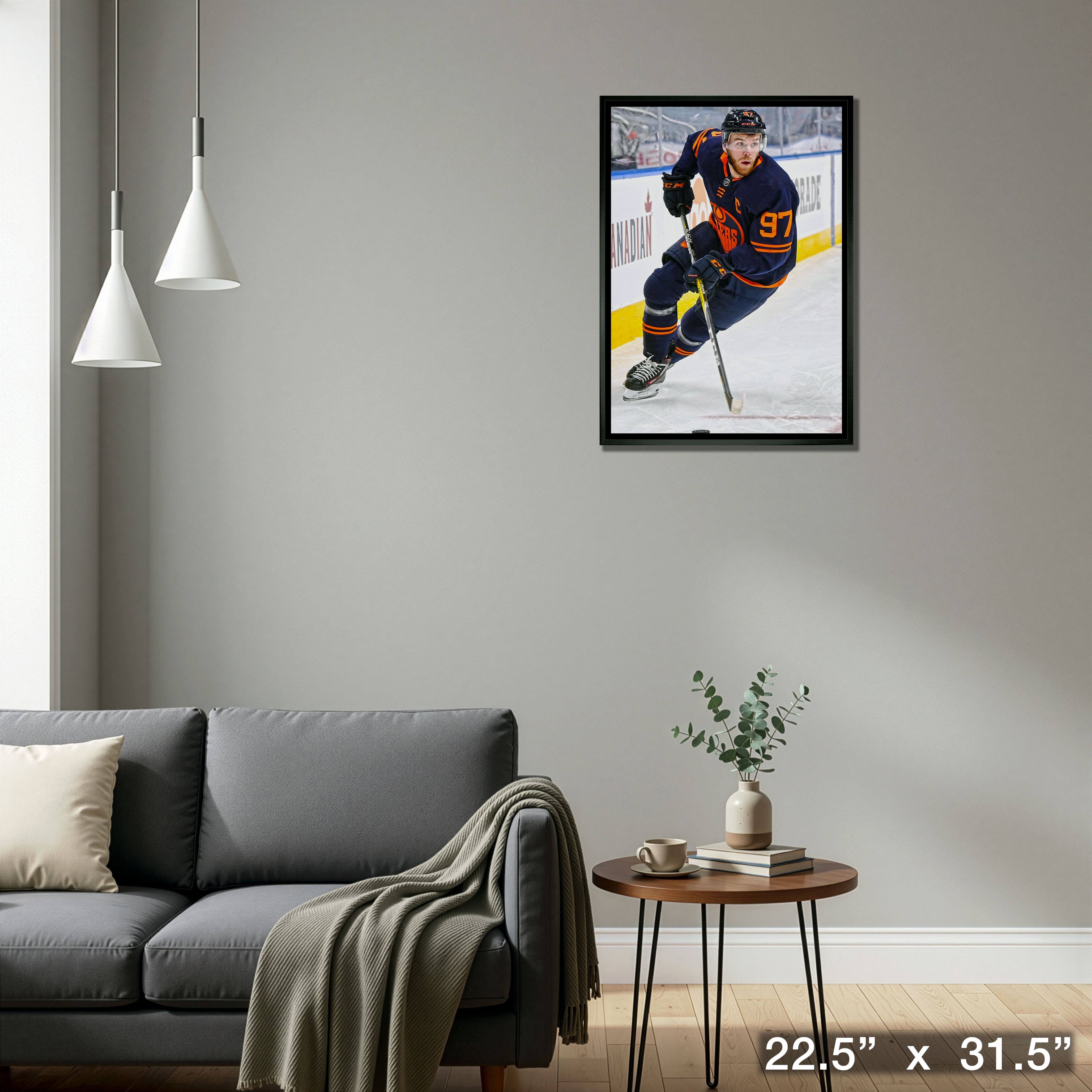 Connor McDavid Edmonton Oilers Framed 20" x 29" Skating with Puck Canvas