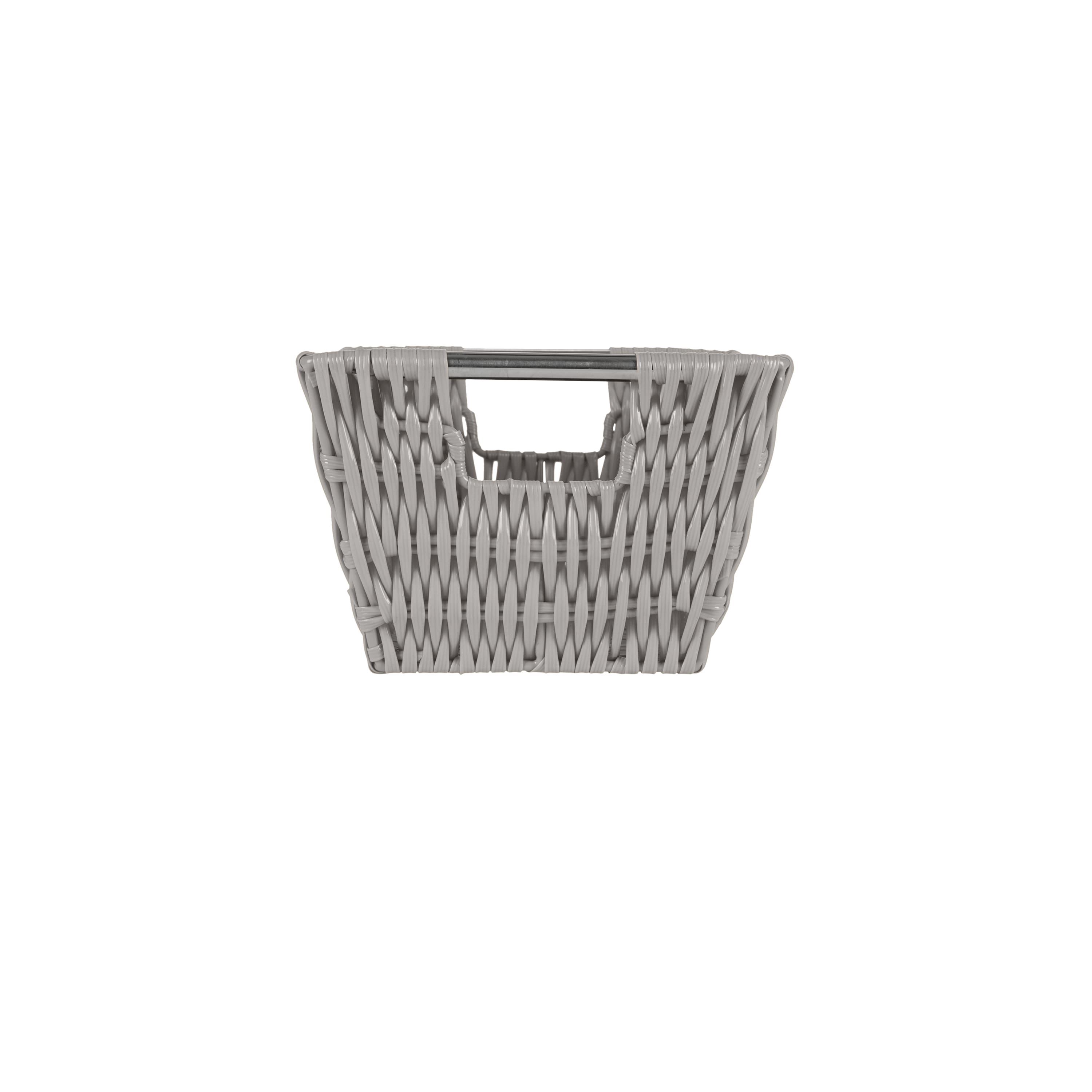 Simplify Small Gray Shelf Storage Rattan Tote Basket