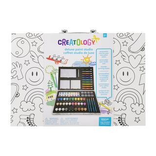 HomeHobby Paint Studio Kit-Basic 47 Pezzi - Colori Acrilici, Pennelli, Tele E Matite Acquerellabili