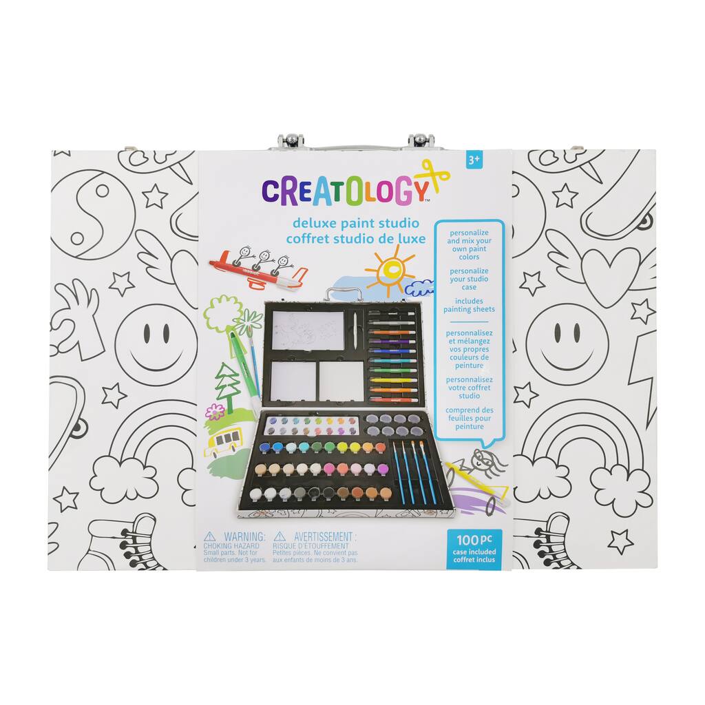 HomeHobby Paint Studio Kit-Basic 47 Pezzi - Colori Acrilici, Pennelli, Tele E Matite Acquerellabili