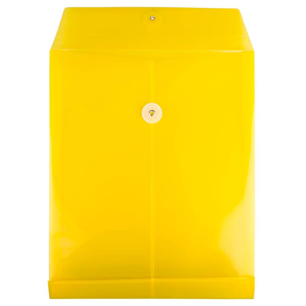 JAM Paper Letter Size Plastic Envelopes with Button & String Tie Closure