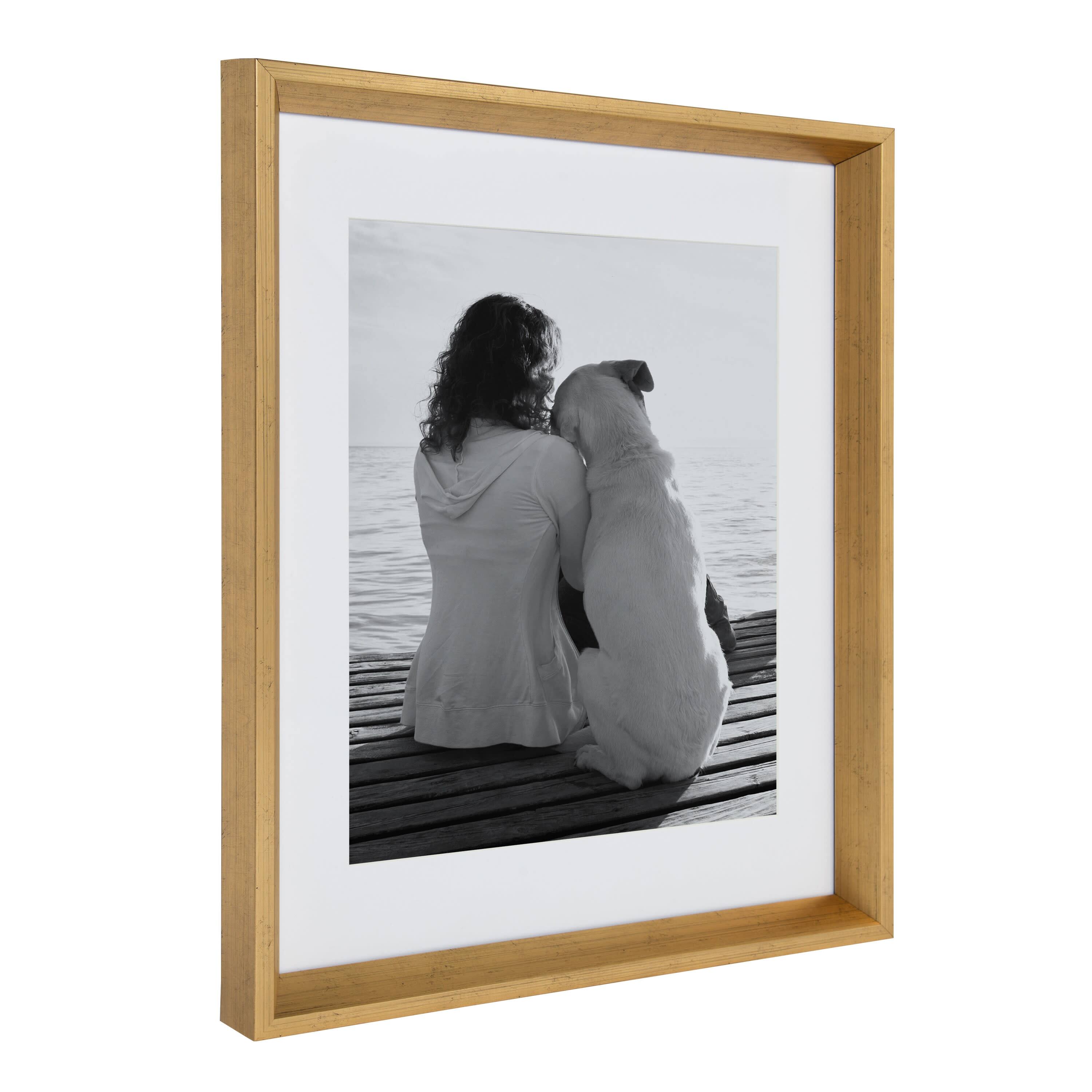 Kate and Laurel 14" x 18" Gold Calter Photo Frames with 11" x 14" Mat, 2ct.