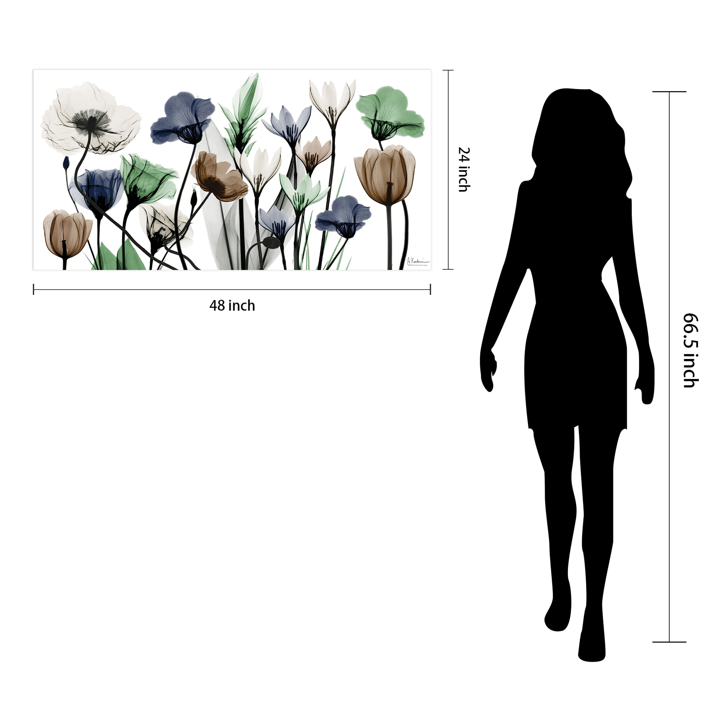 Empire Art Direct 24" x 48" Floral Landscape Frameless Free Floating Printed Tempered Glass Wall Art