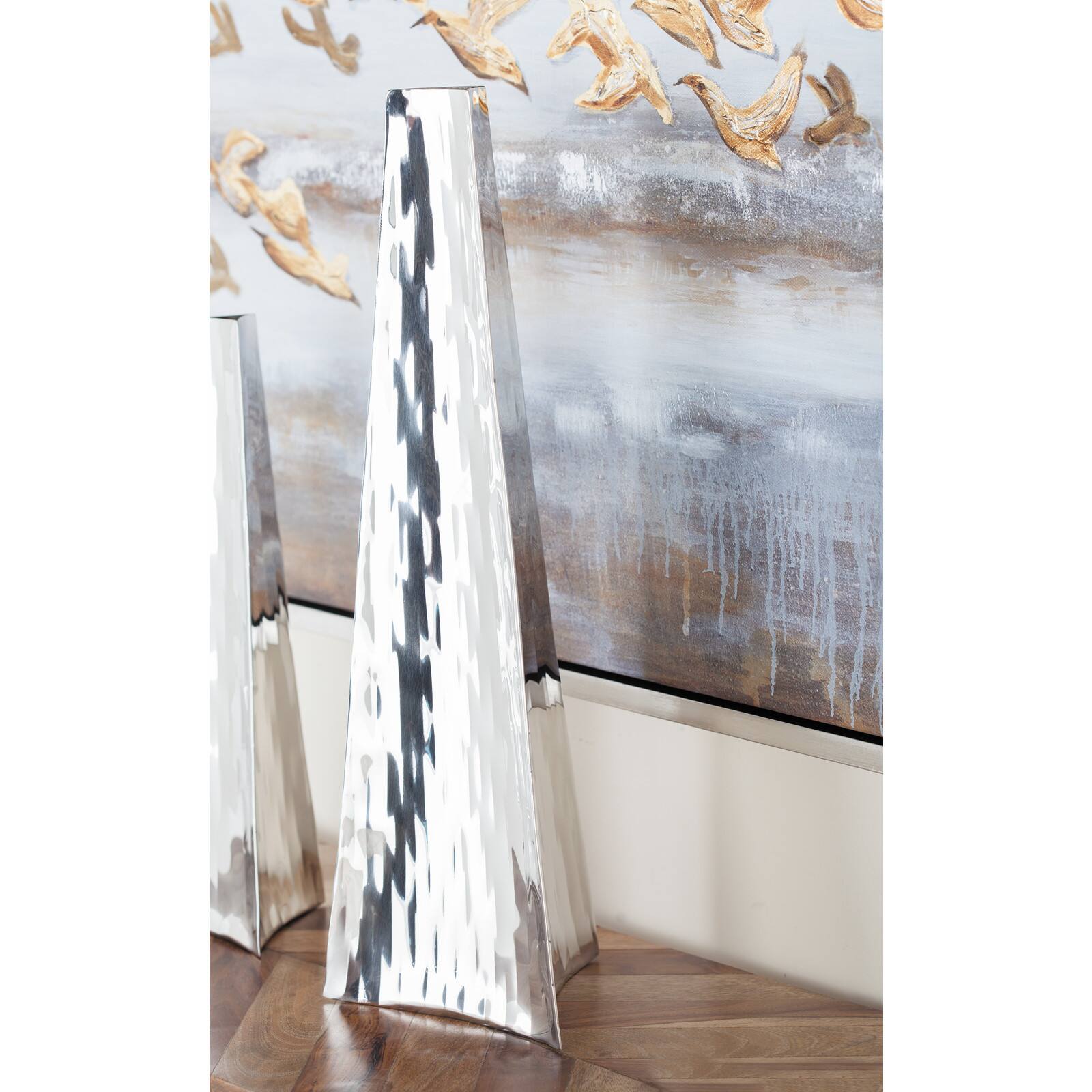 22" Silver Stainless Steel Industrial Vase