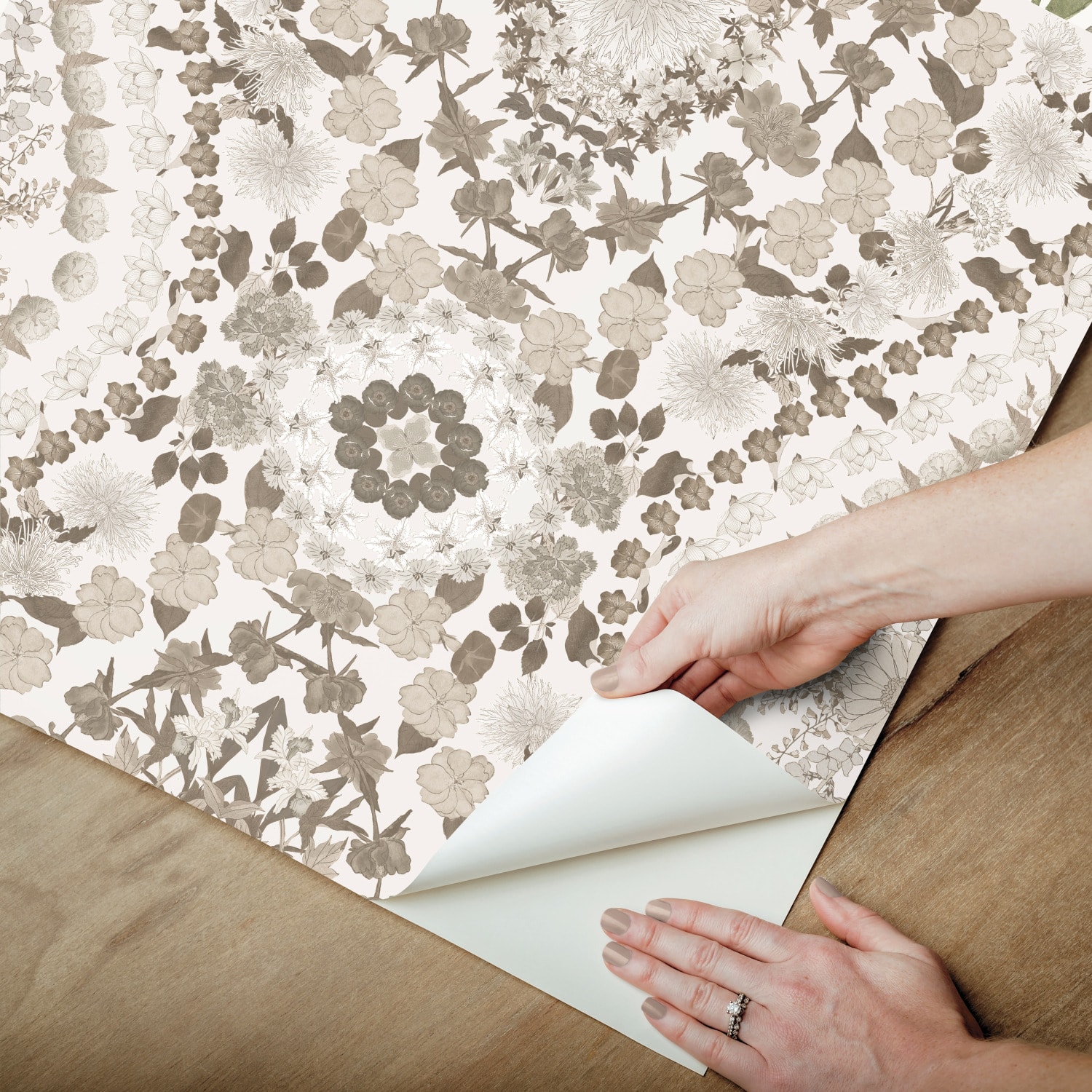 RoomMates Mr. Kate Brown Dried Flower Kaleidoscope Peel & Stick Wallpaper