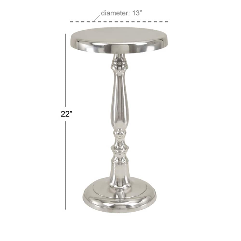 Silver Aluminum Traditional Accent Table