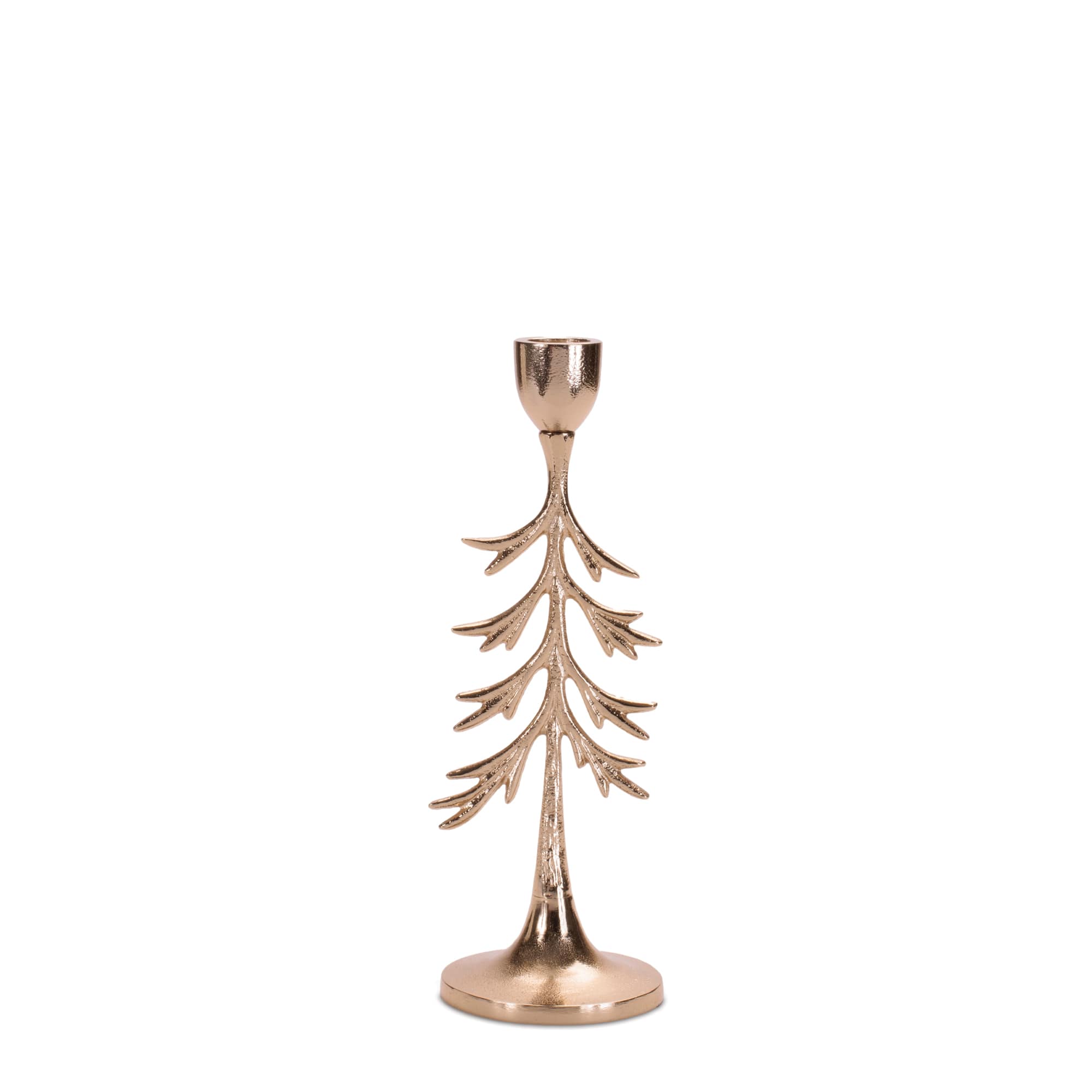 Melrose Metal Pine Tree Taper Candle Holder Set