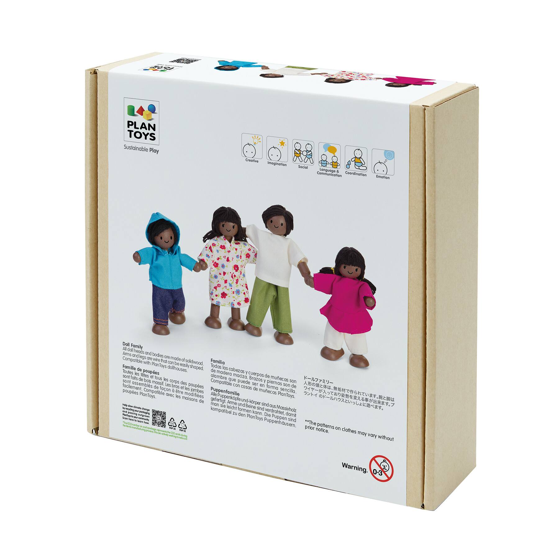 PlanToys Dark Skin Tone Wood Doll Family Set