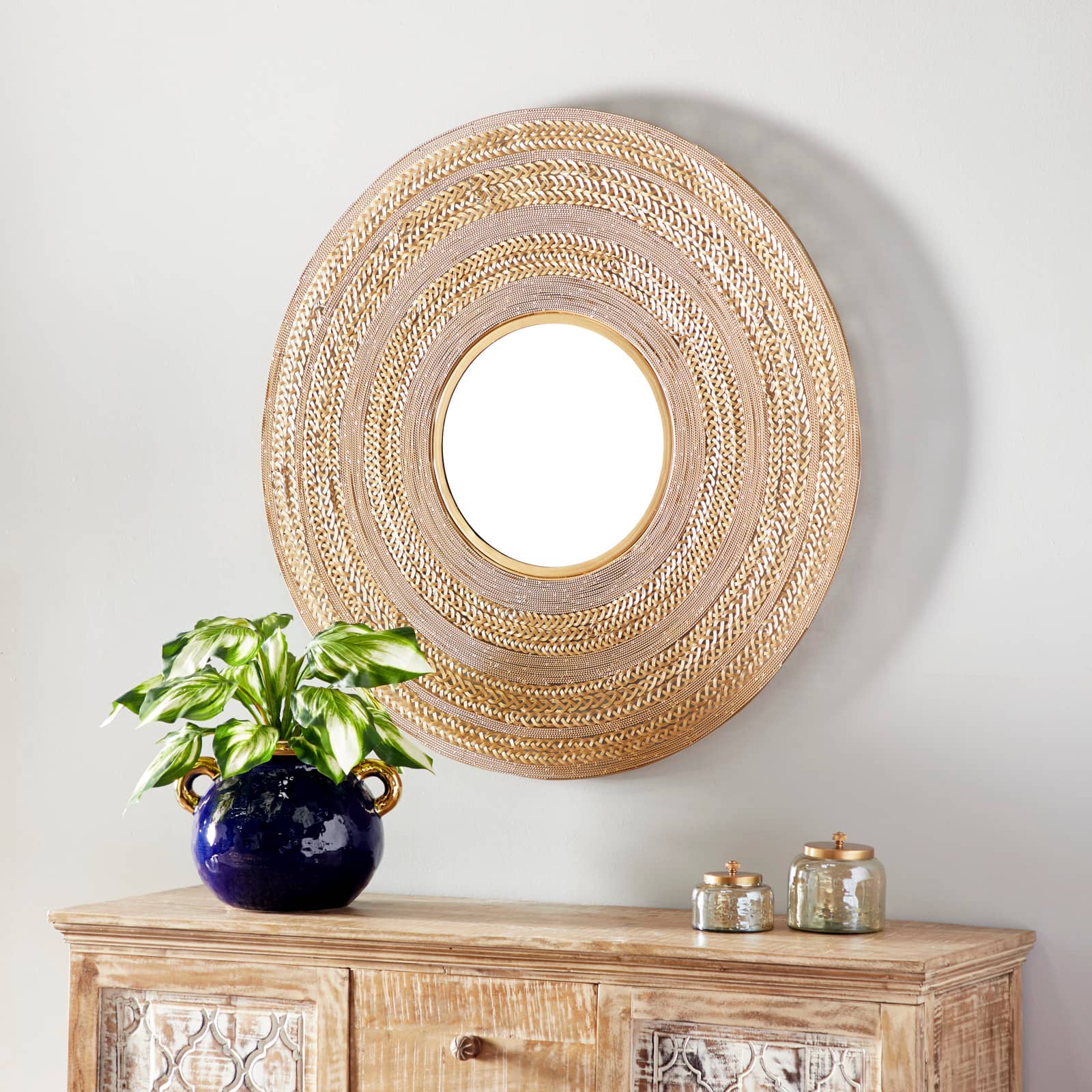 40" Brown Contemporary Metal Wall Mirror