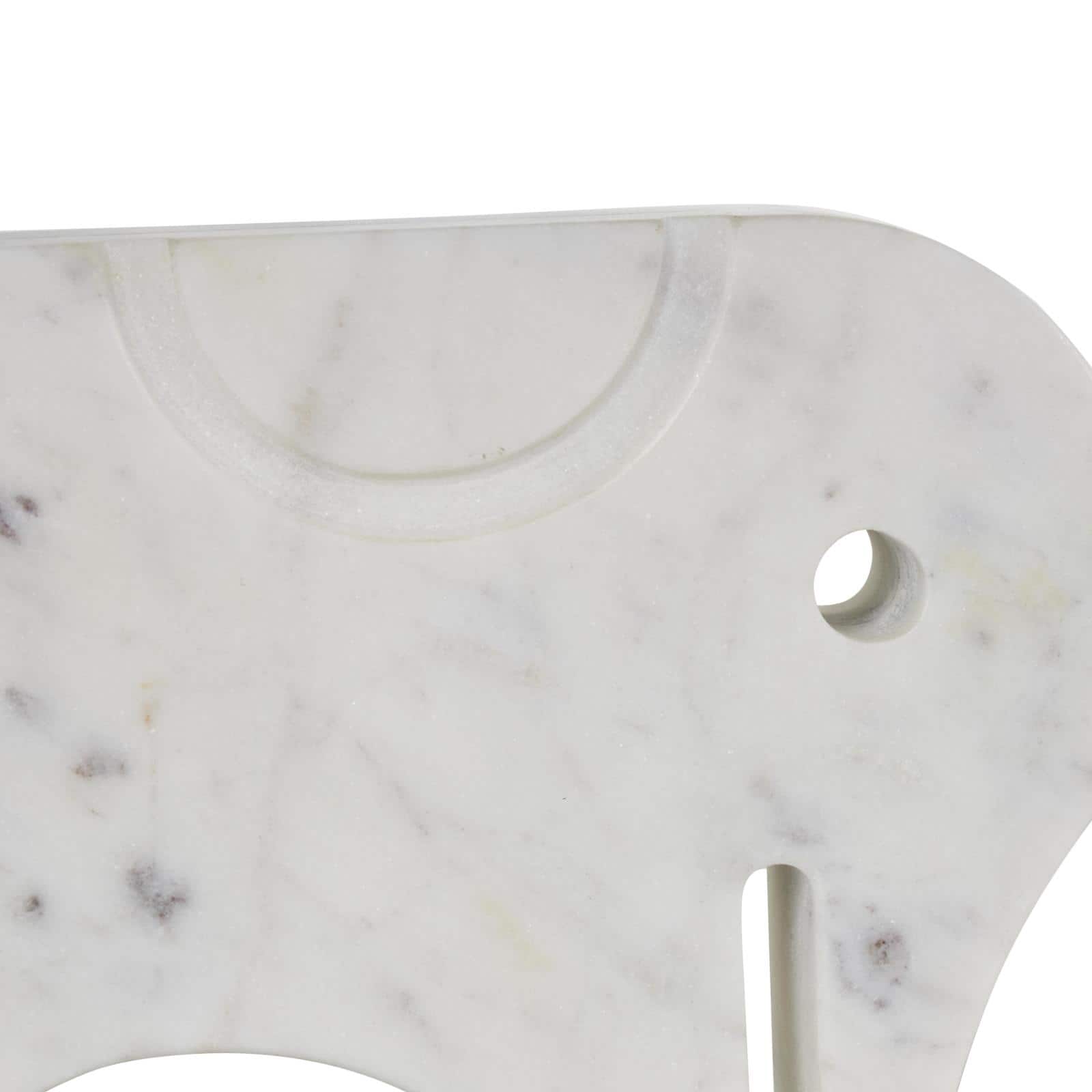 White & Gray Abstract Marble Elephant Sculpture Set