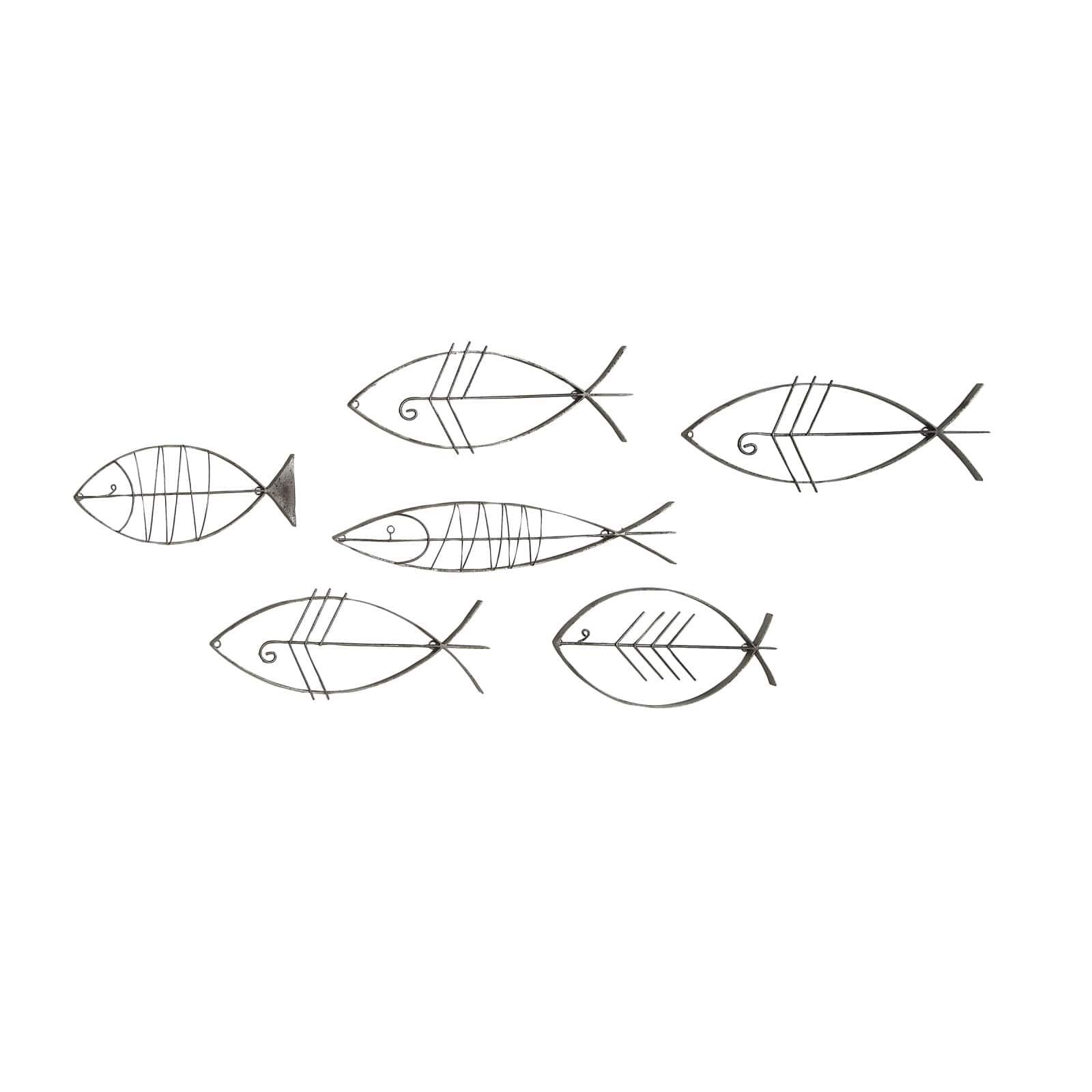 Set of 6 Black Metal Industrial Abstract Wall Decor, 16", 20", 24"