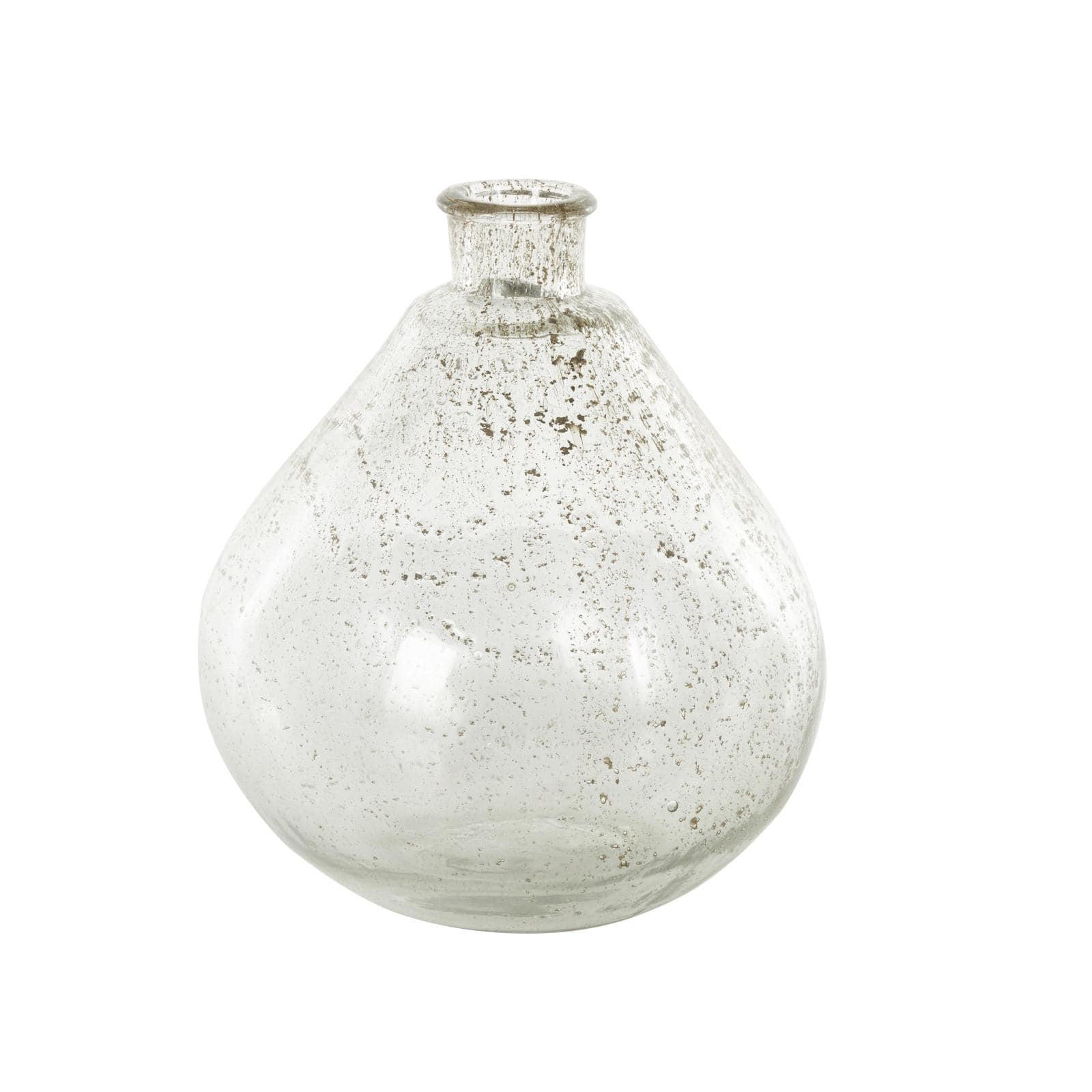 11" Clear Glass Speckled Vase with Brown Accents