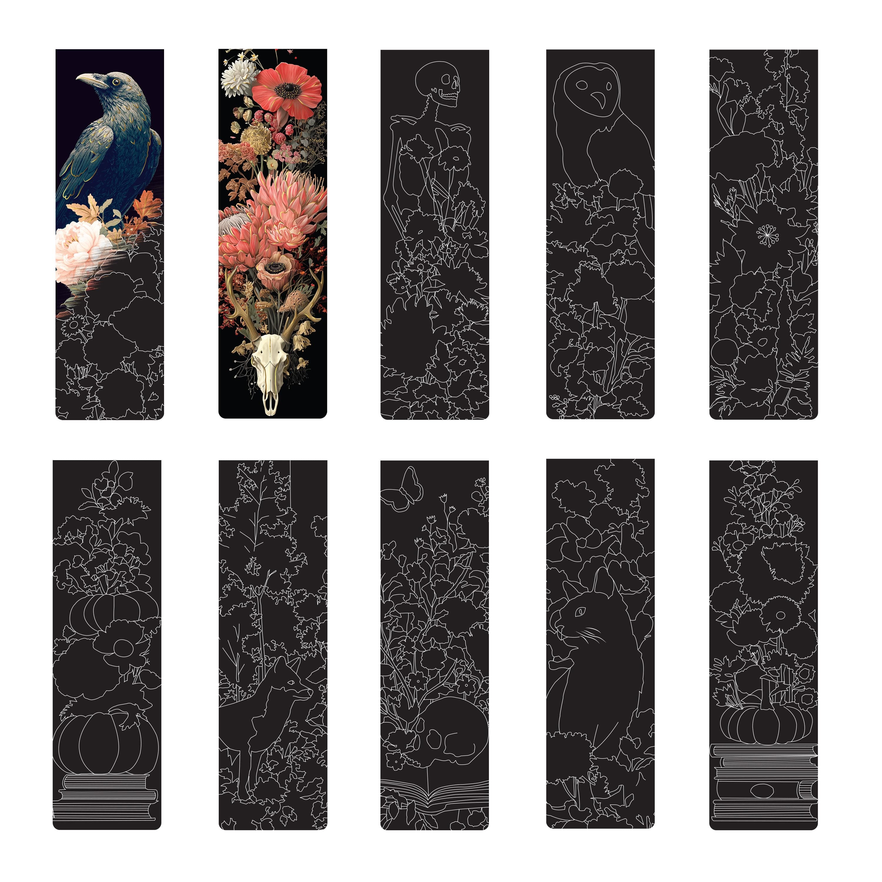 Brea Reese® Spooky Botanicals Scratch Art Bookmarks