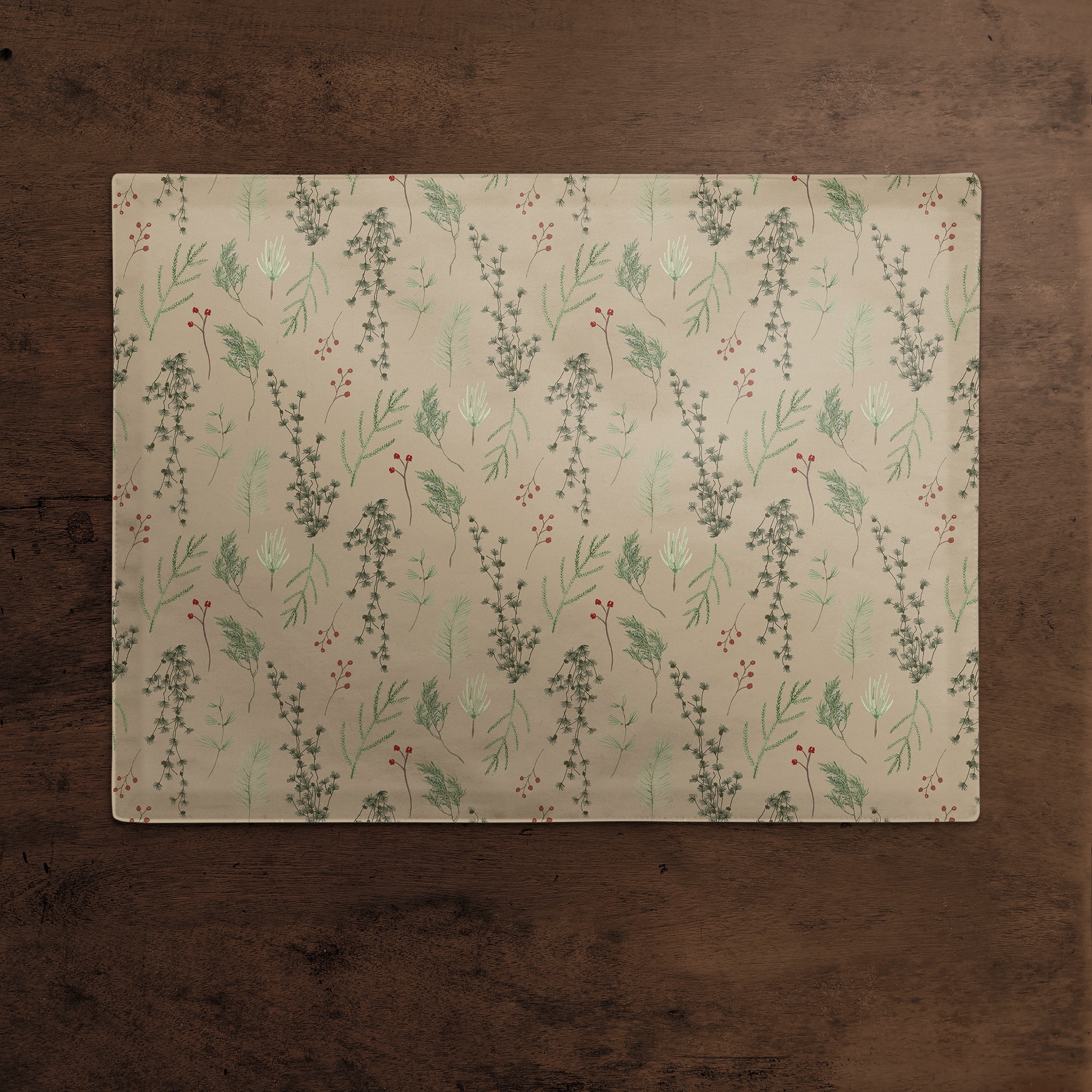 Pine Greenery on Cotton Twill Placemat