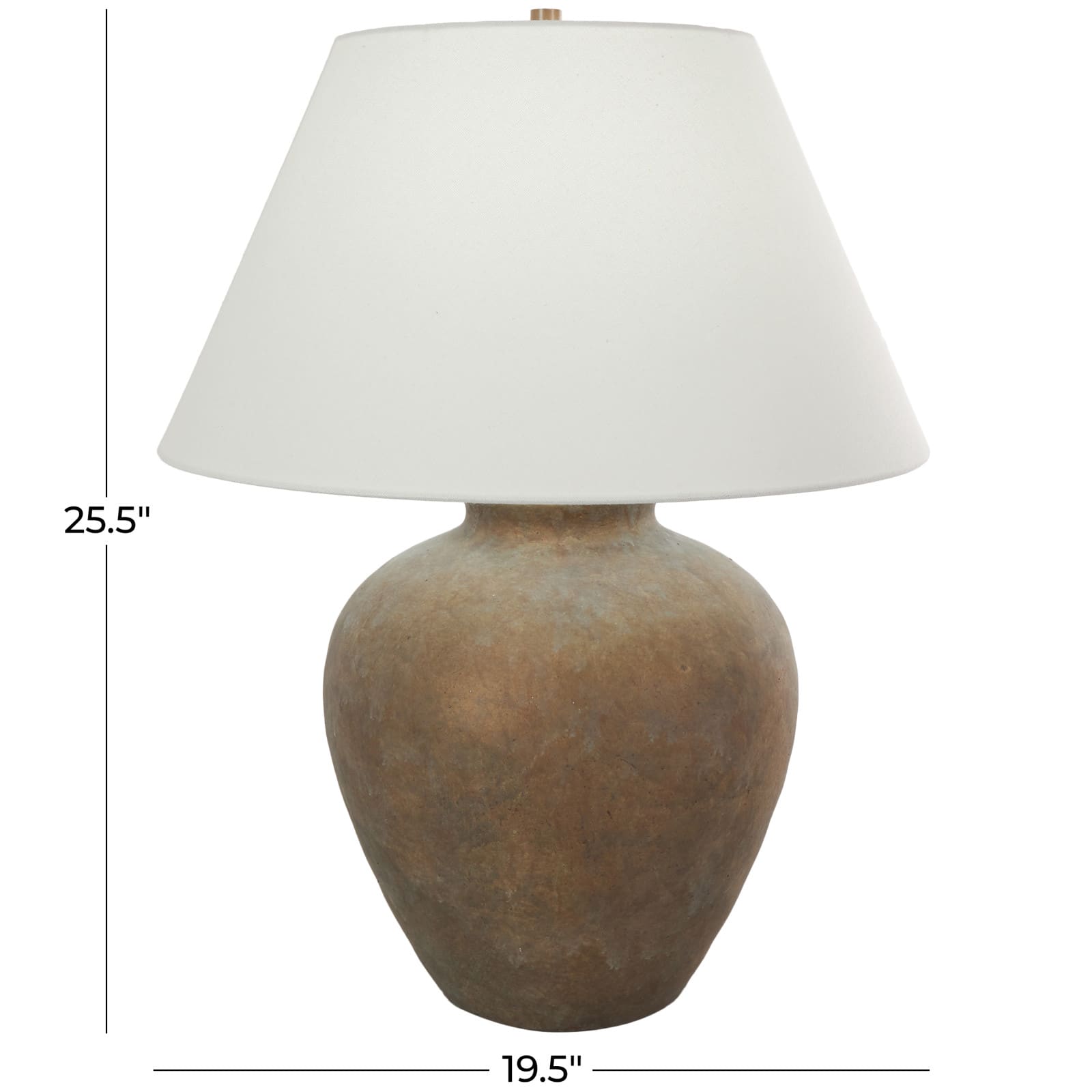 25.5" Brown Ceramic Antique Style Pot Table Lamp with Cream Drum Shade Vase