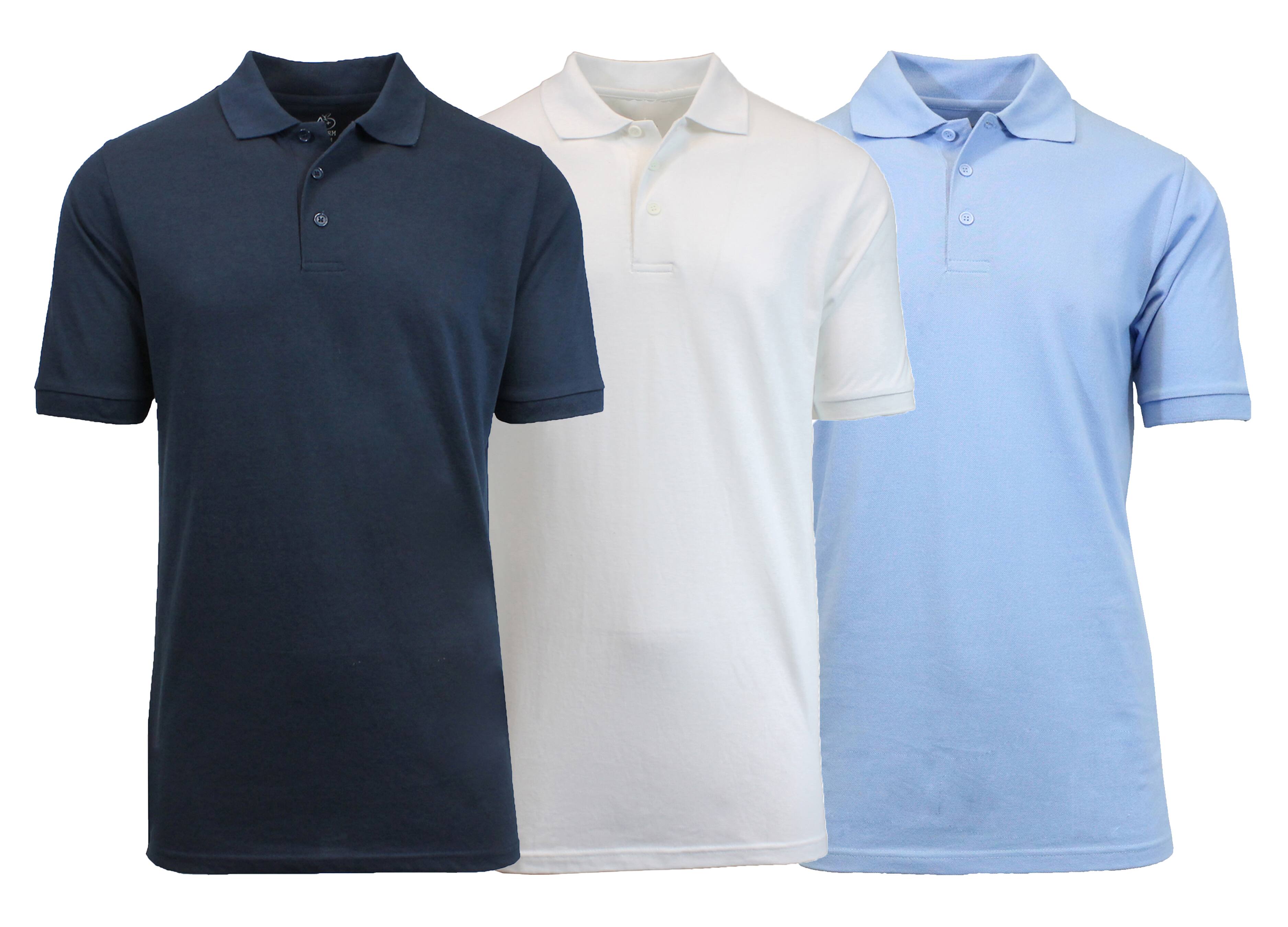 Galaxy By Harvic Short Sleeve Men's Pique Polo Shirt 3 Pack
