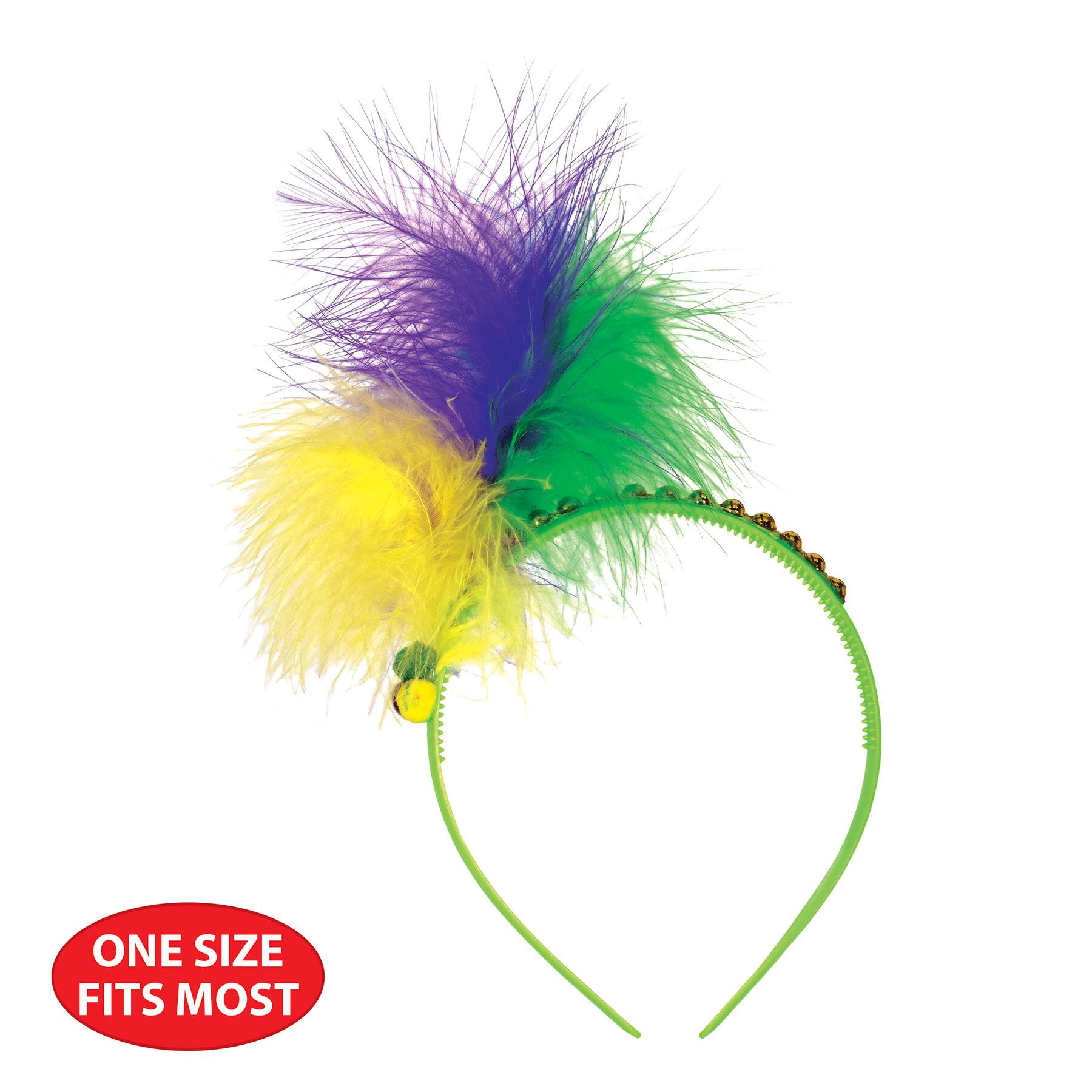 Beistle Adult Mardi Gras Feather Headbands, 2ct.
