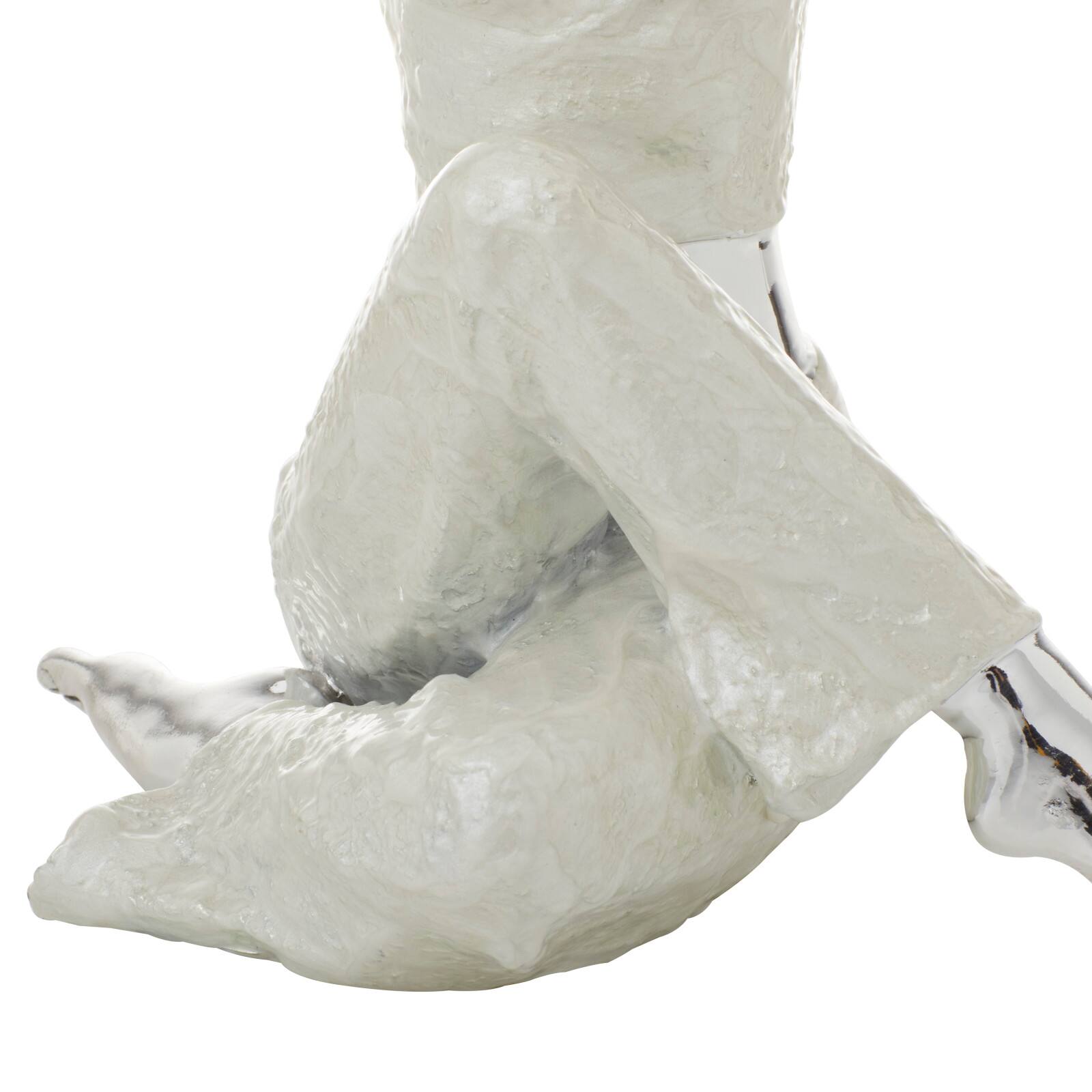 Set of 2 Silver Polystone Glam Yoga Sculpture, 7" x 16"