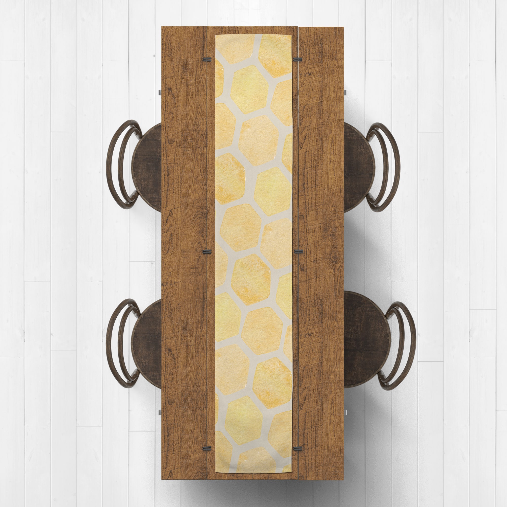 Sweet As Honey Hive Pattern 16" x 90" Poly Twill Table Runner
