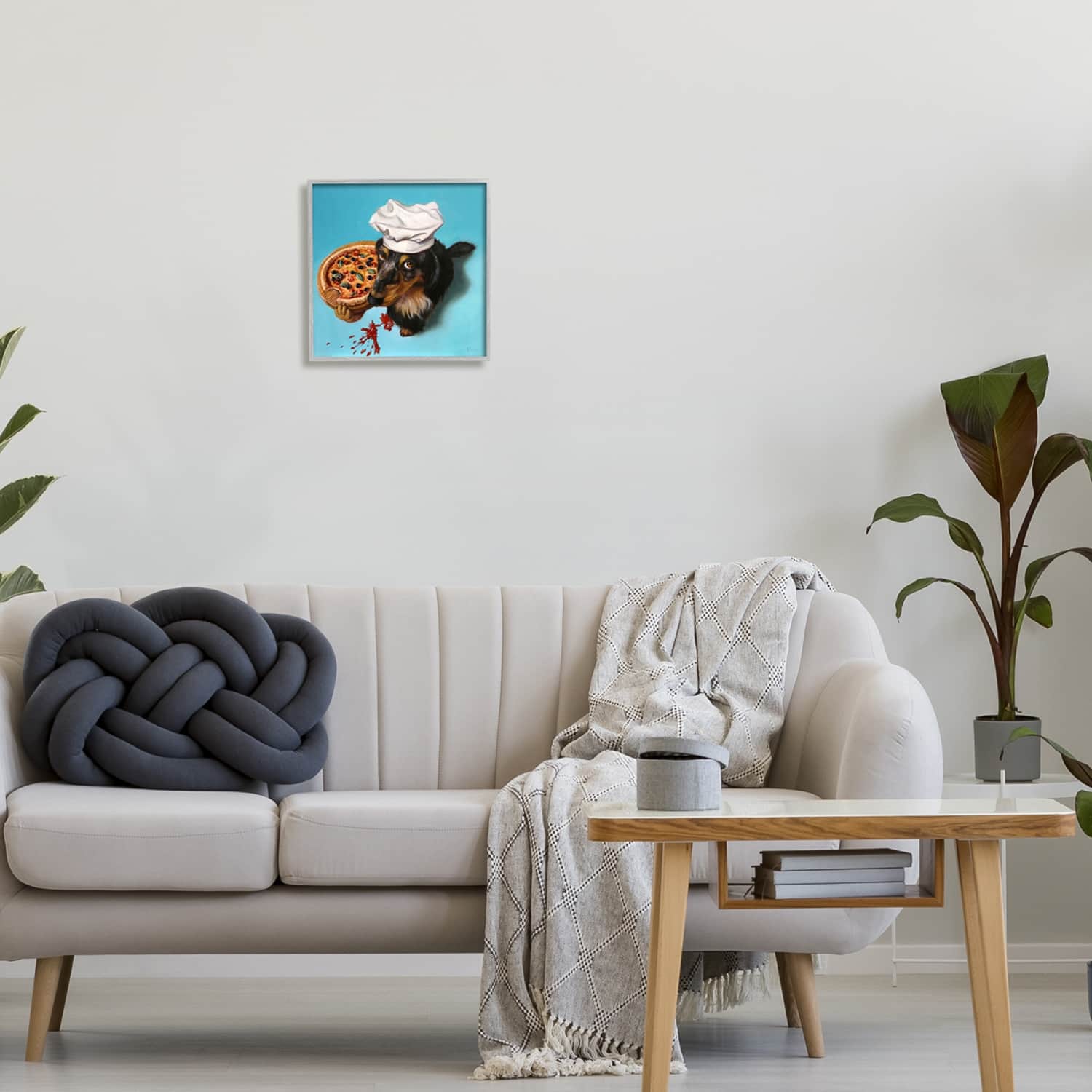 Stupell Industries Dog Chef Pizza Bite Portrait Framed Giclee Art