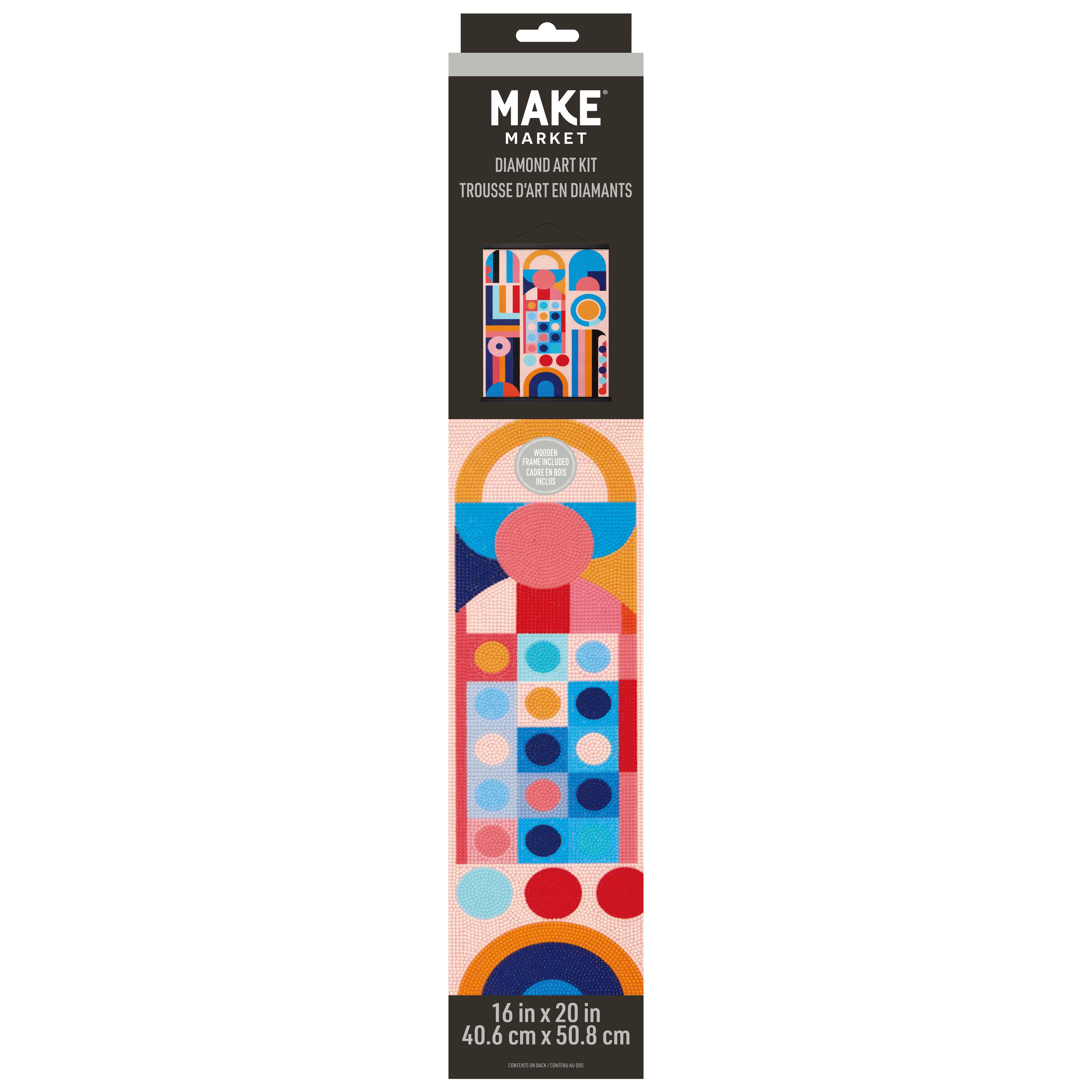 16" x 20" Pink Geometric Diamond Art Kit with Wood Frame by Make Market®
