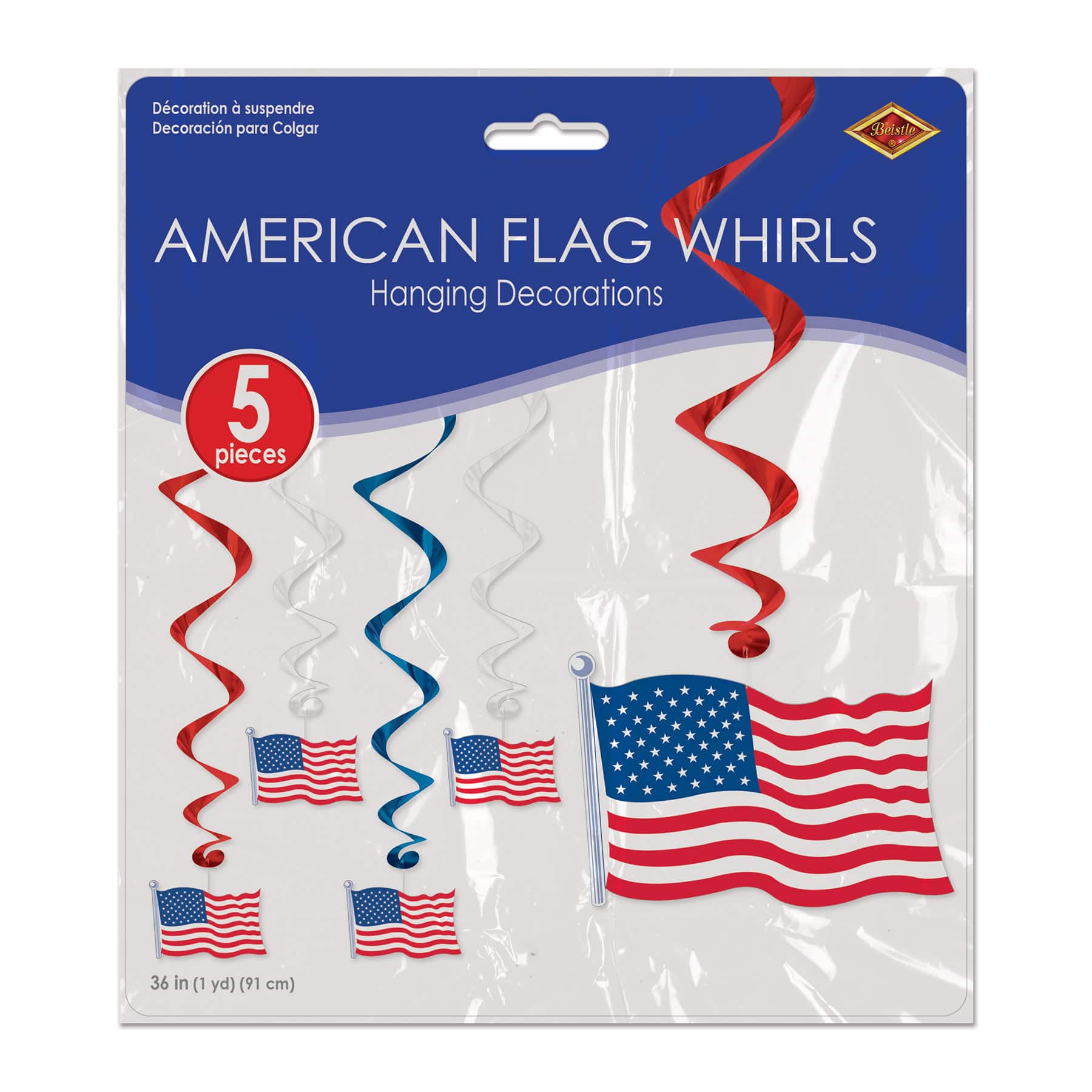Beistle 3ft. American Flag Whirls, 2 Packs of 5