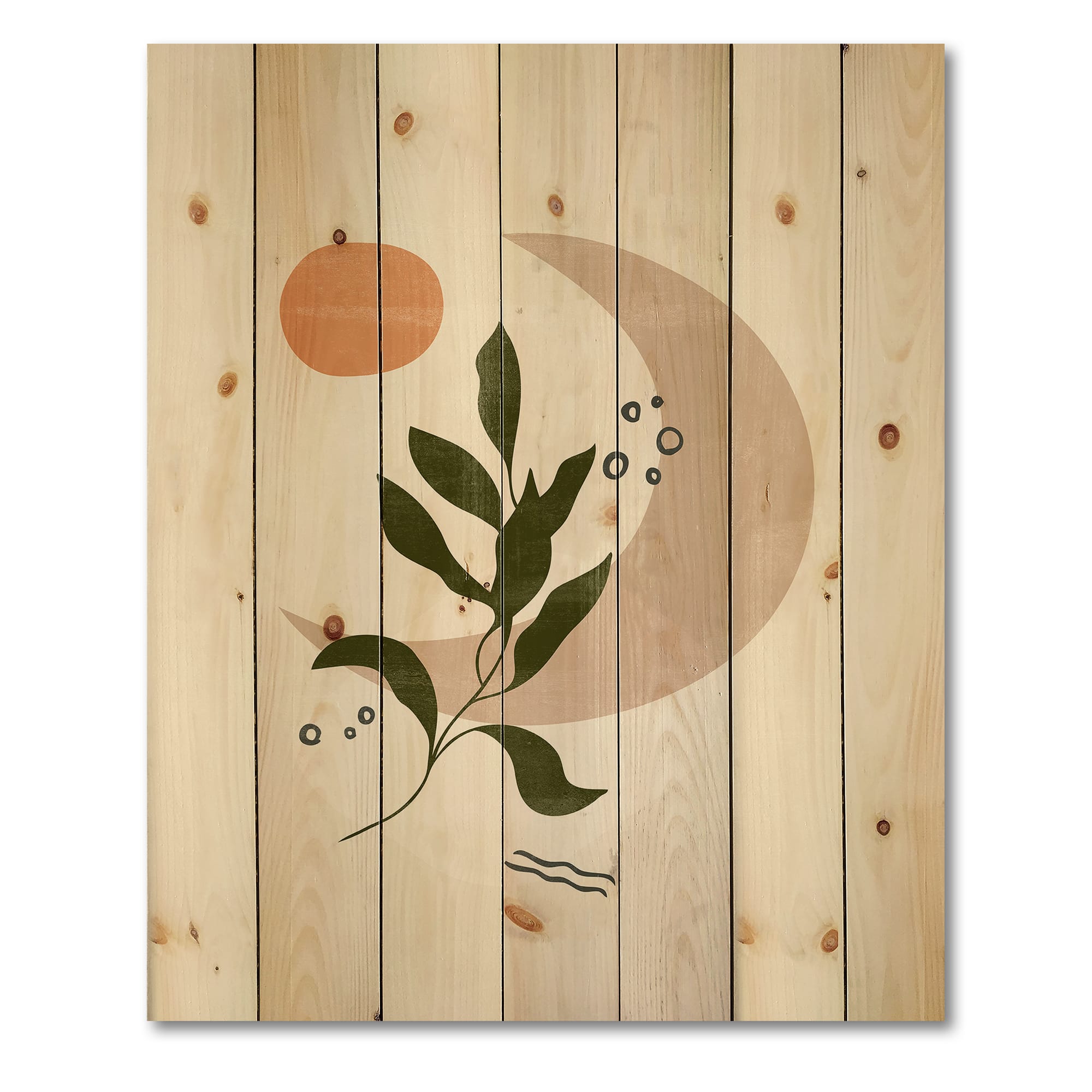 Designart - Abstract Geometrical Moon With Leaf I