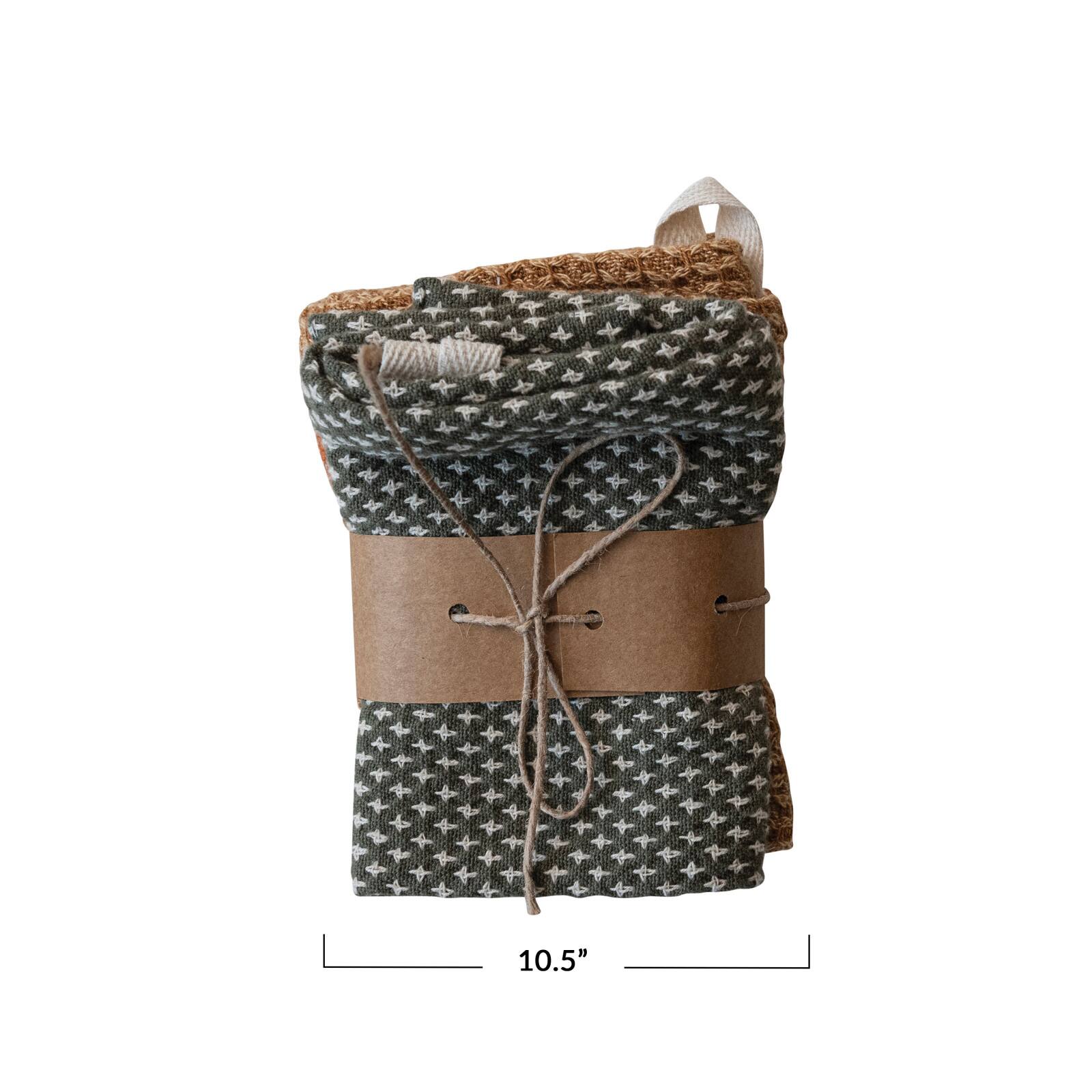 Hello Honey® 10.5" Mixed Fall Hues Cotton Dobby Dishcloths, 3ct.