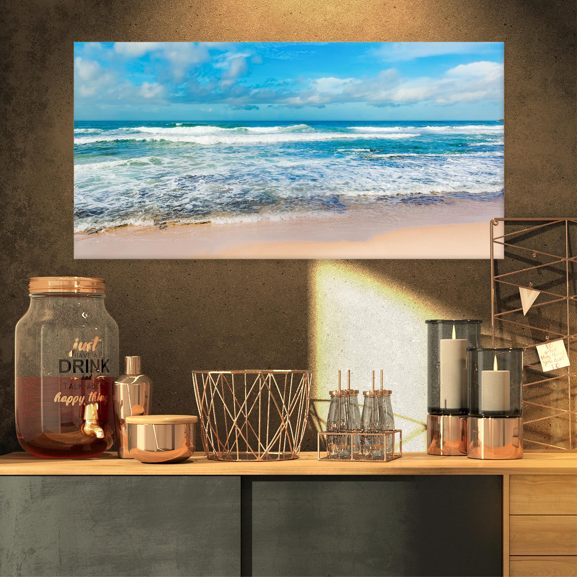 Designart - Indian Ocean Panoramic View - Extra Large Seashore Canvas Art
