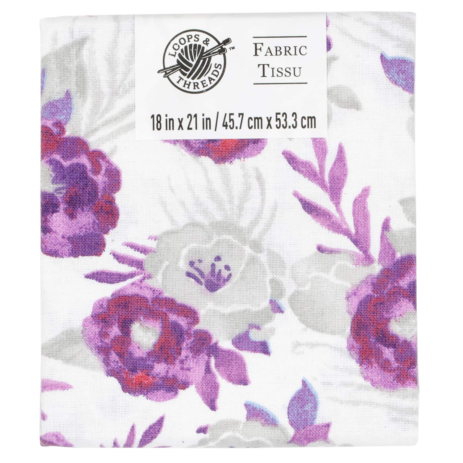 Purple & Grey Floral Cotton Fabric by Loops & Threads™